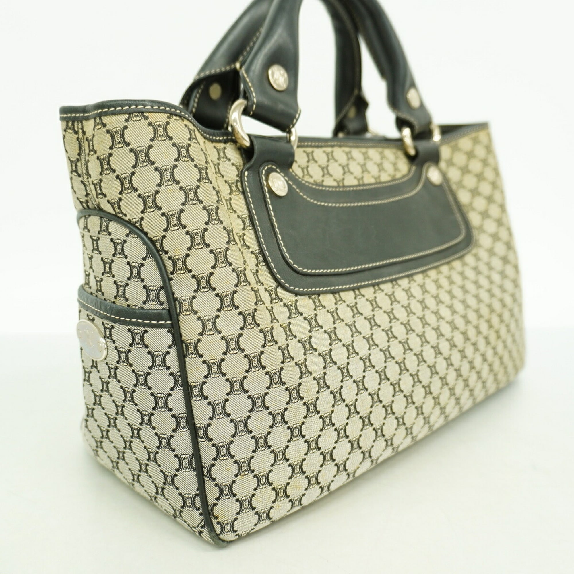 Celine Black Gray Canvas Handbag (Pre-Owned)