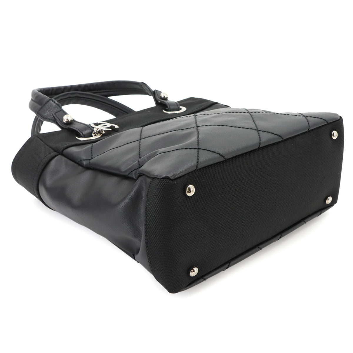 Chanel Black Nylon Pvc Leather Handbag Tote Bag (Pre-Owned)