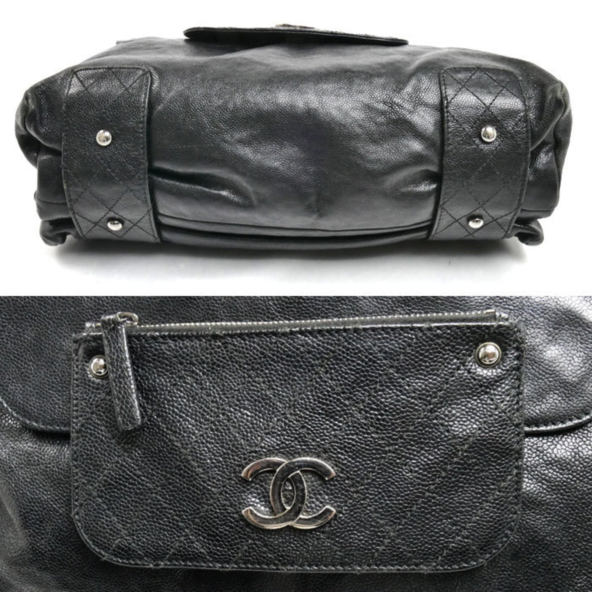 Chanel Black Grained Calfskin Shoulder Bag (Pre-Owned)