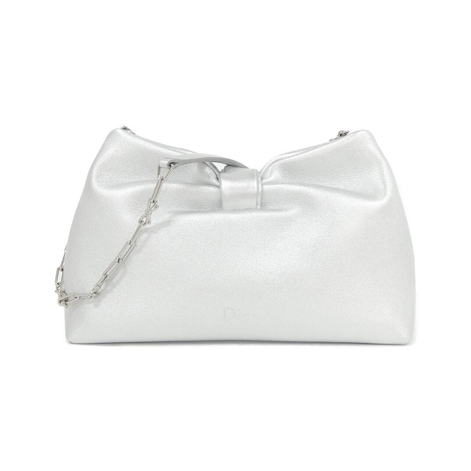 Christian Dior Silver Leather Clutch Bag (Pre-Owned)