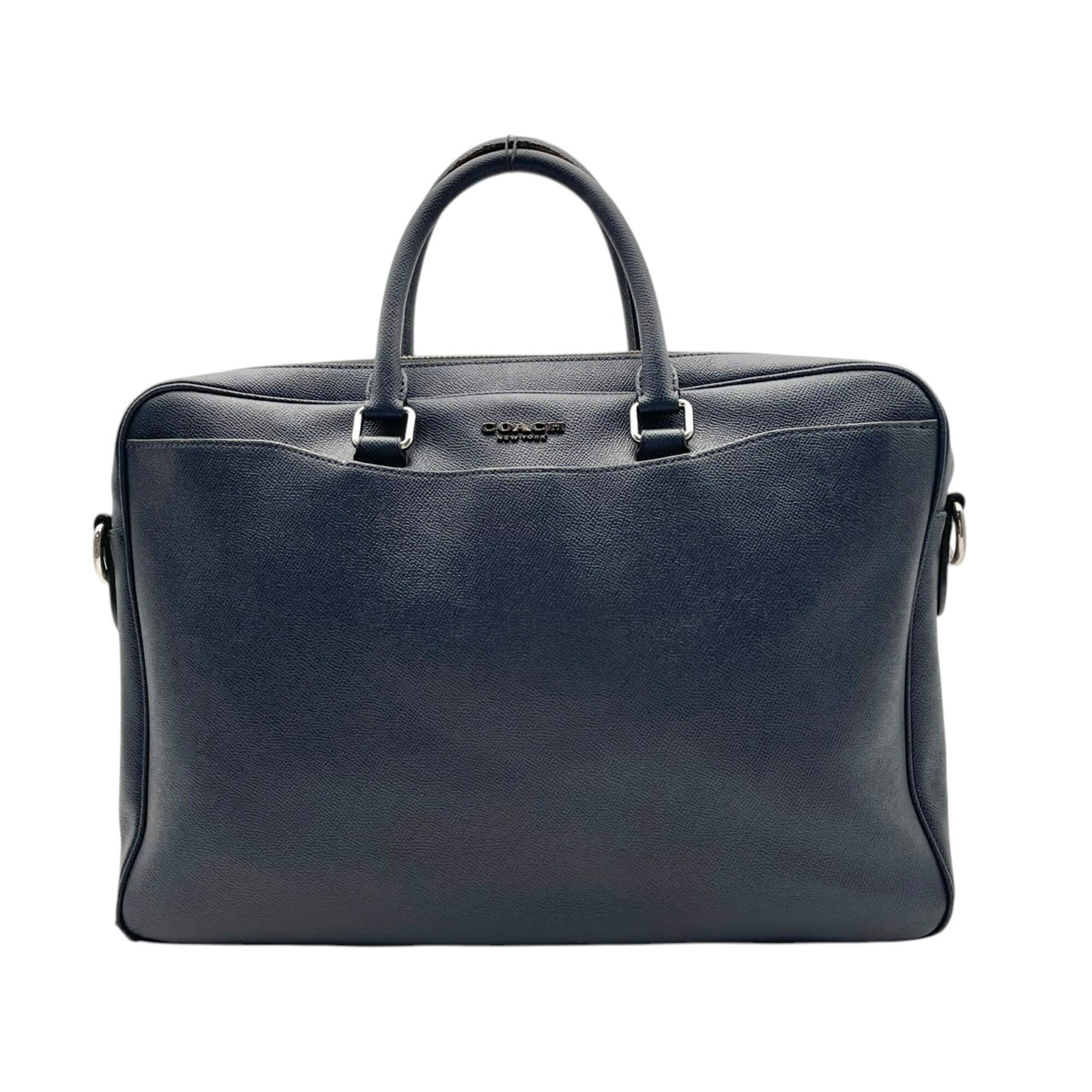Coach Navy Leather Briefcase Handbag (Pre-Owned)
