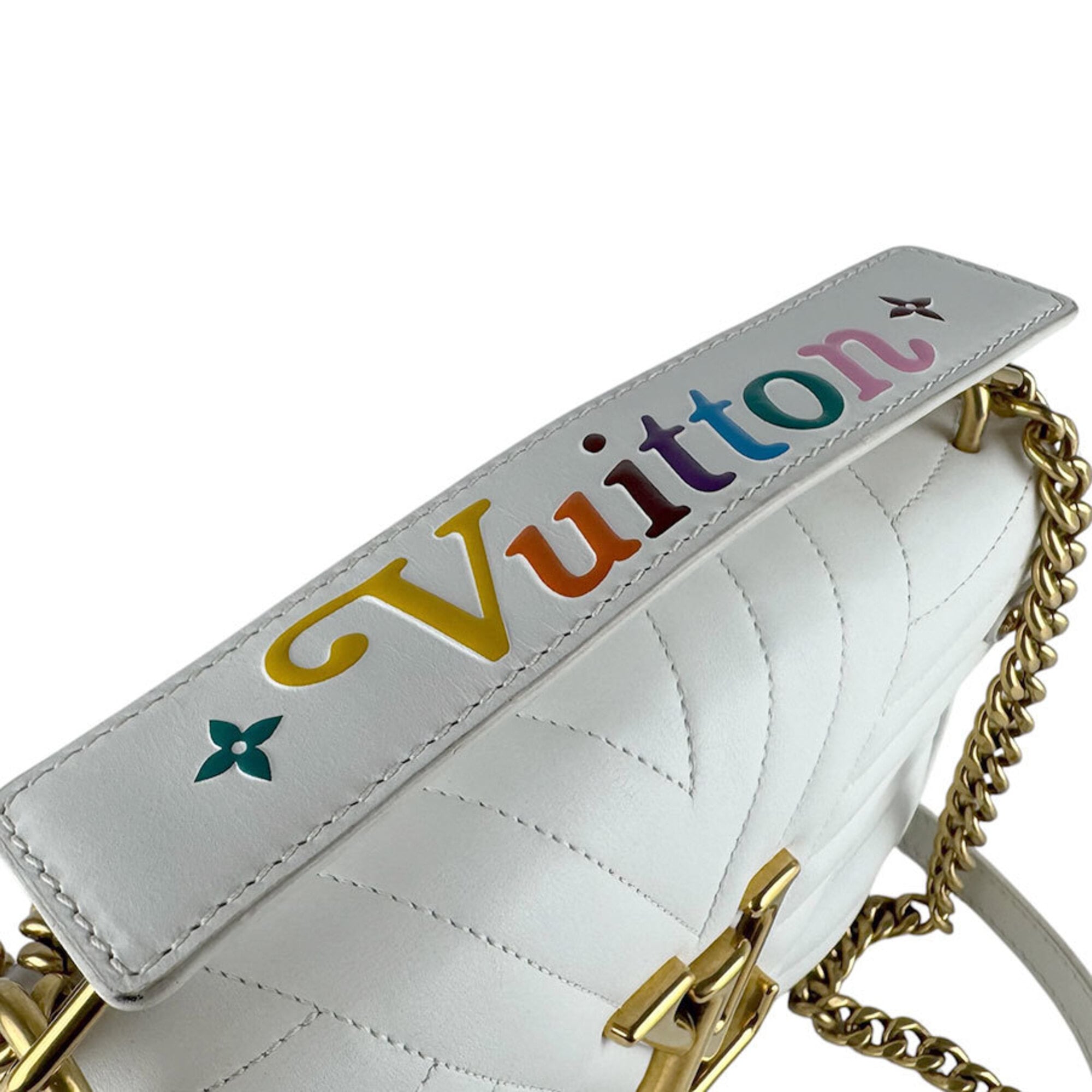 Louis Vuitton Light Gray White Leather Shoulder Bag (Pre-Owned)