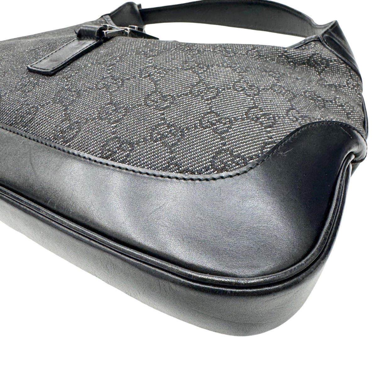 Gucci Black Canvas Leather Shoulder Bag (Pre-Owned)