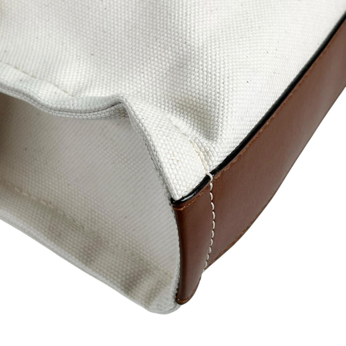 Jimmy Choo Brown White Canvas Leather Tote Bag (Pre-Owned)