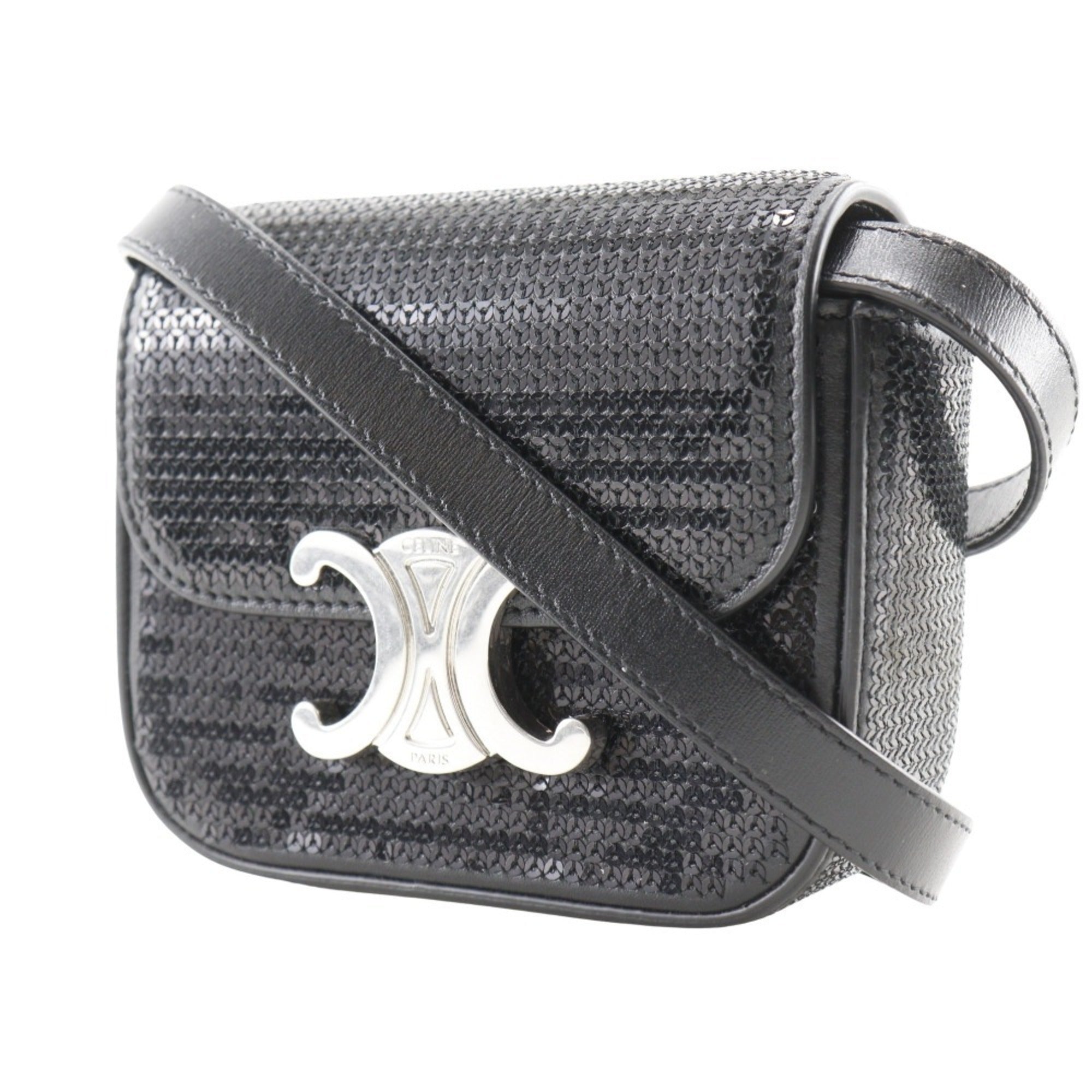 Celine Black Leather Spangles Shoulder Bag (Pre-Owned)