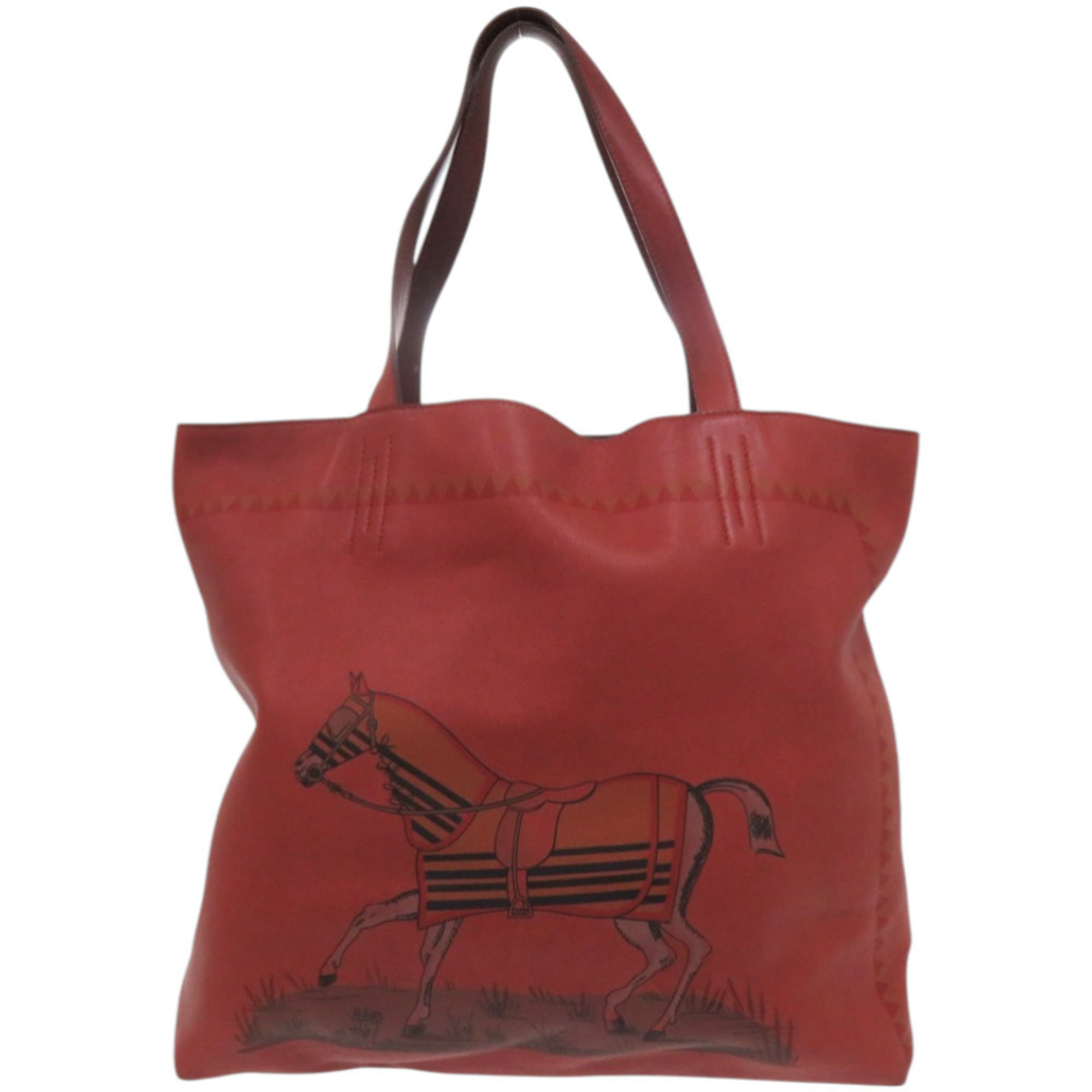 Hermes Brown Red Color Leather Tote Bag (Pre-Owned)