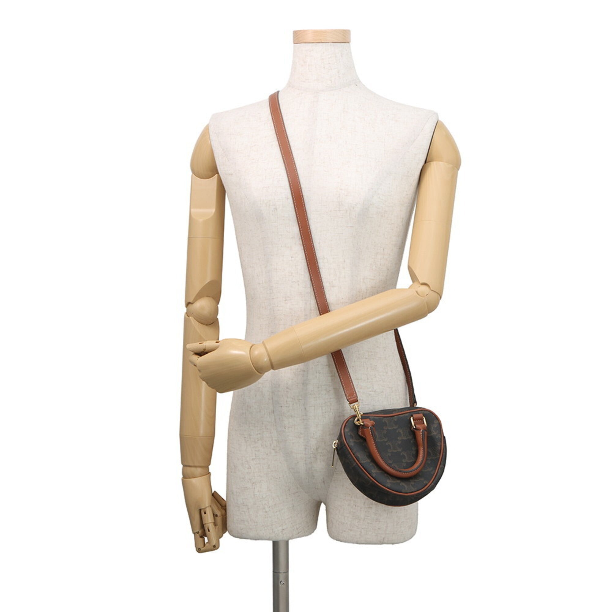 Celine Brown Leather Pvc Handbag Shoulder Bag (Pre-Owned)