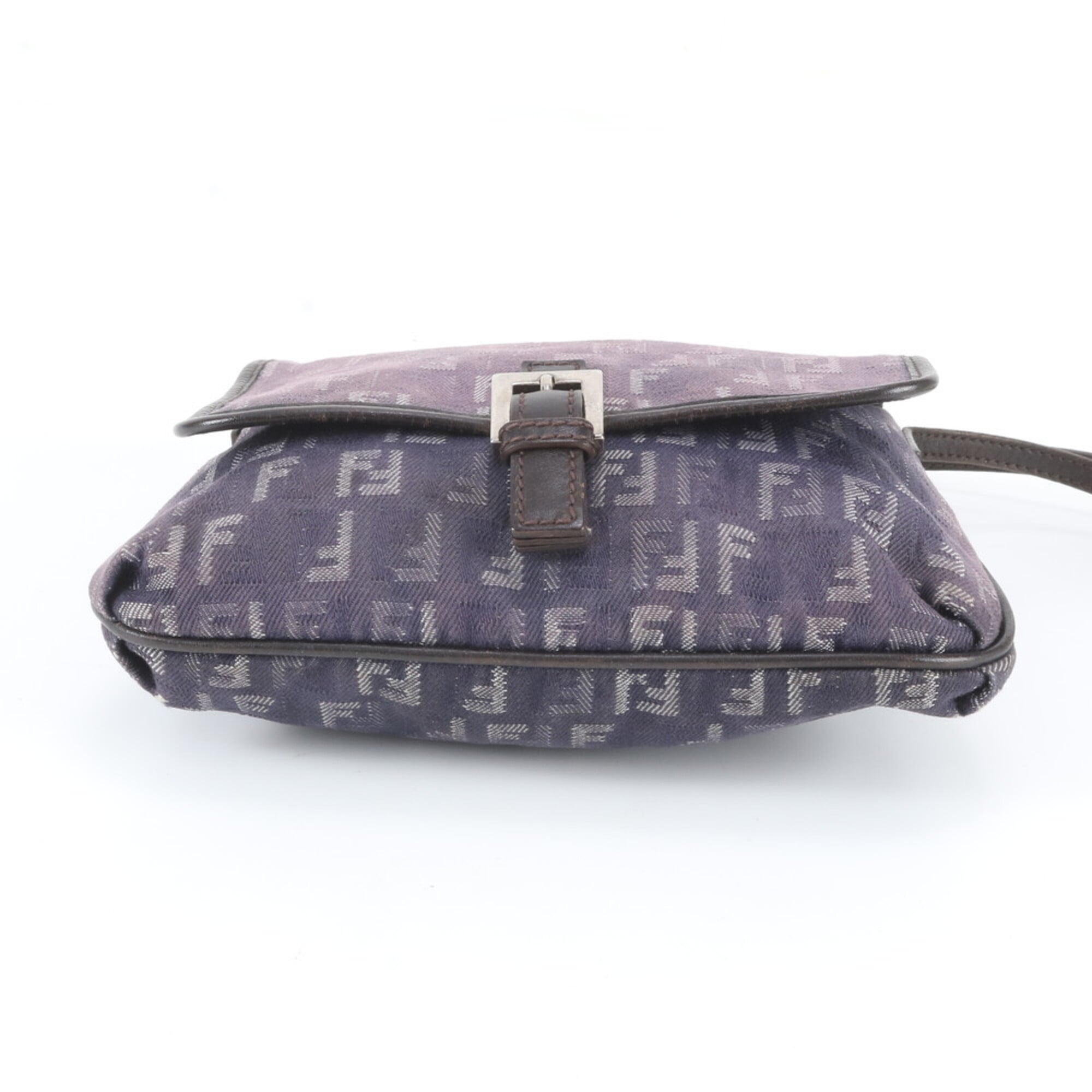 Fendi Blue Brown Leather Canvas Crossbody Bag Handbag Shoulder Bag Tote Bag (Pre-Owned)