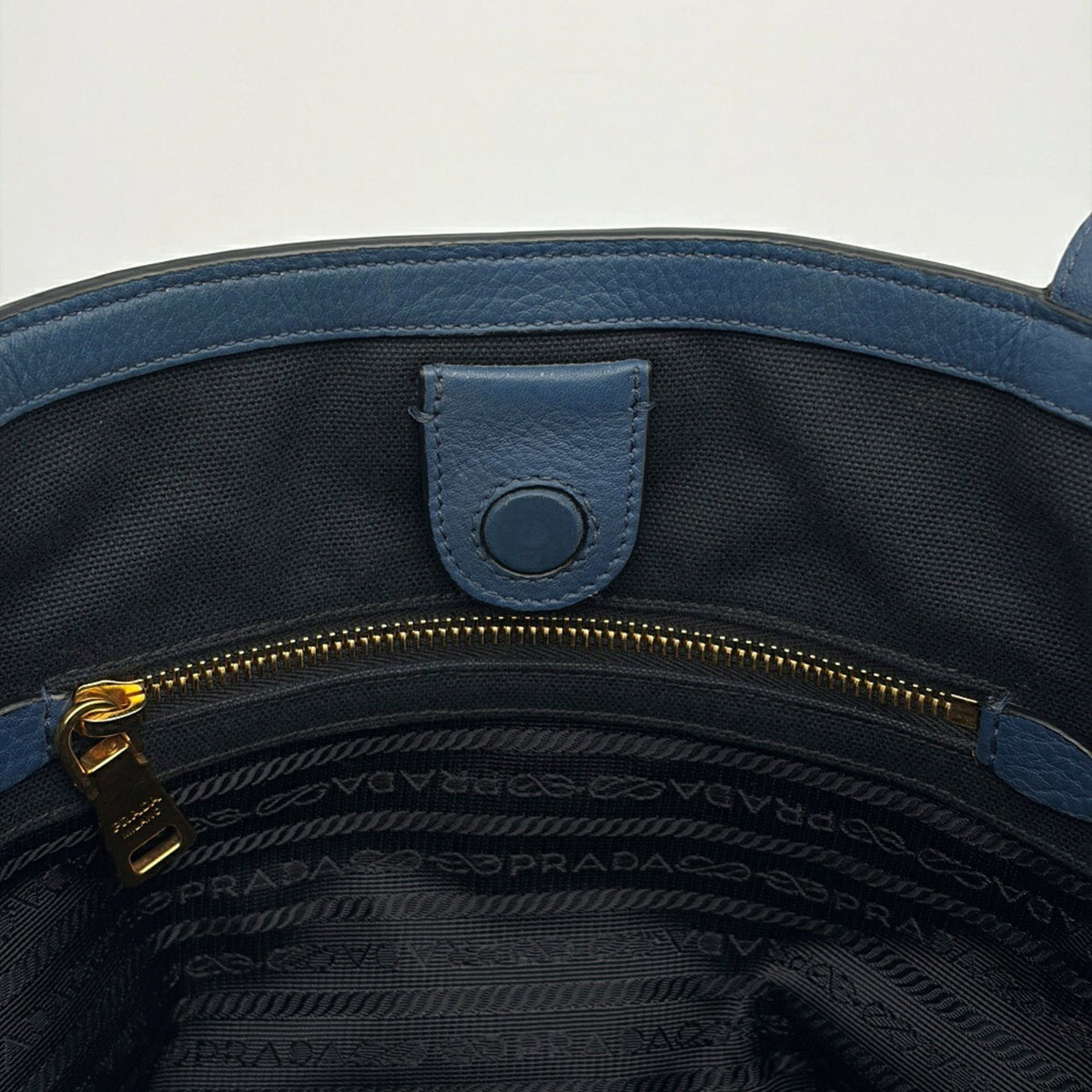 Prada Blue Leather Shoulder Bag Tote Bag (Pre-Owned)