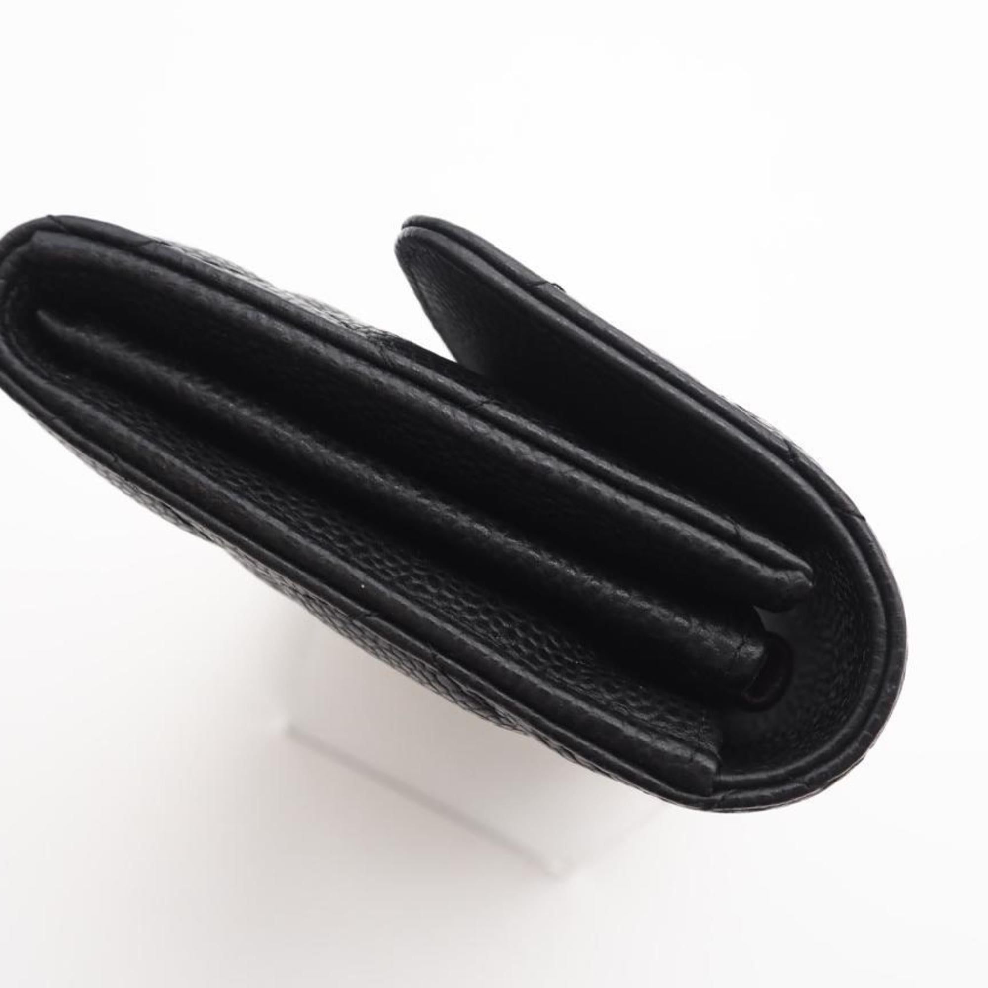 Chanel Black Bordeaux Grained Calfskin Long Wallet (Tri-Fold) (Pre-Owned)