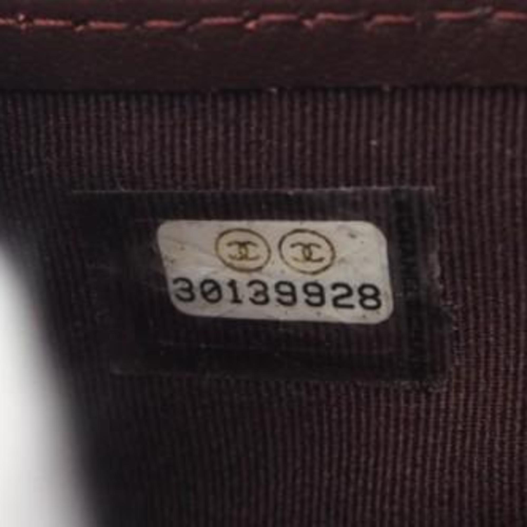 Chanel Black Bordeaux Grained Calfskin Long Wallet (Tri-Fold) (Pre-Owned)