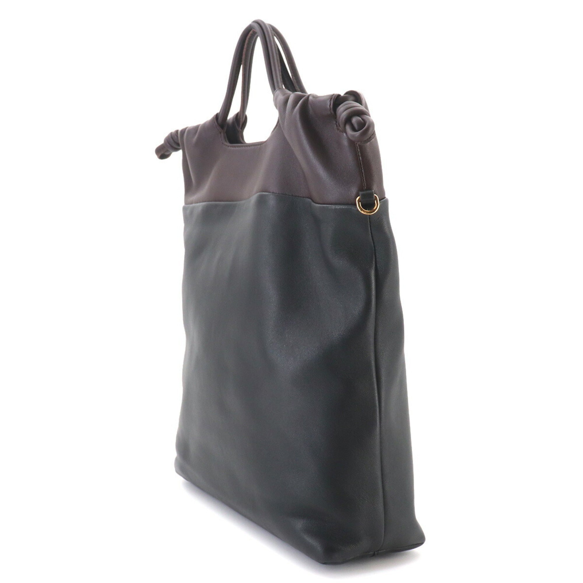 Loewe Black Dark Brown Leather Handbag Tote Bag (Pre-Owned)