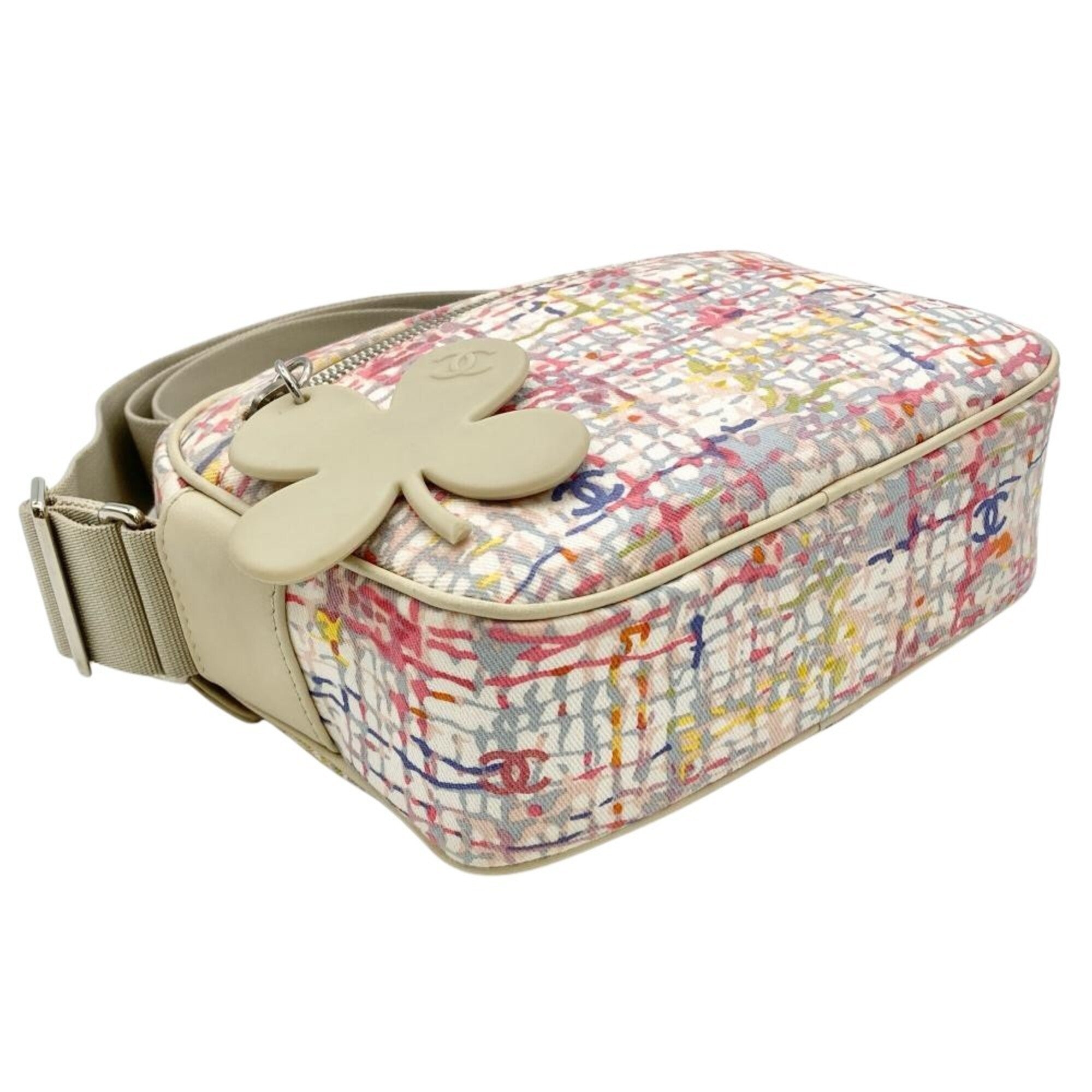 Chanel Beige Multi-Color Canvas Shoulder Bag (Pre-Owned)