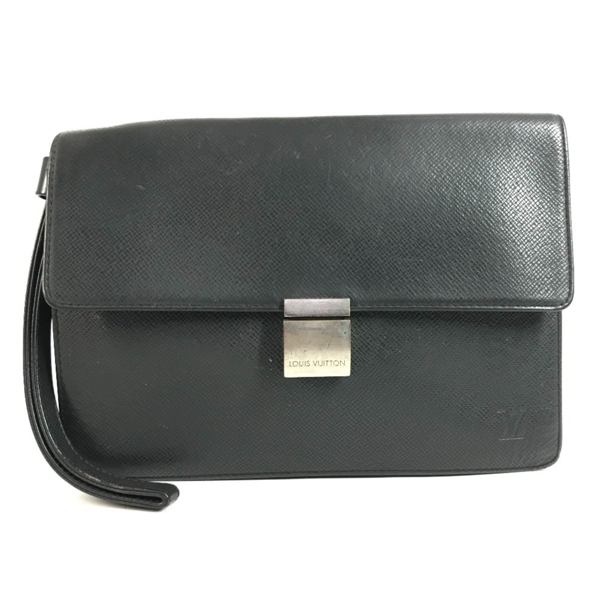 Louis Vuitton Ardoise Black Taiga Leather Clutch Bag Handbag Pouch (Pre-Owned)
