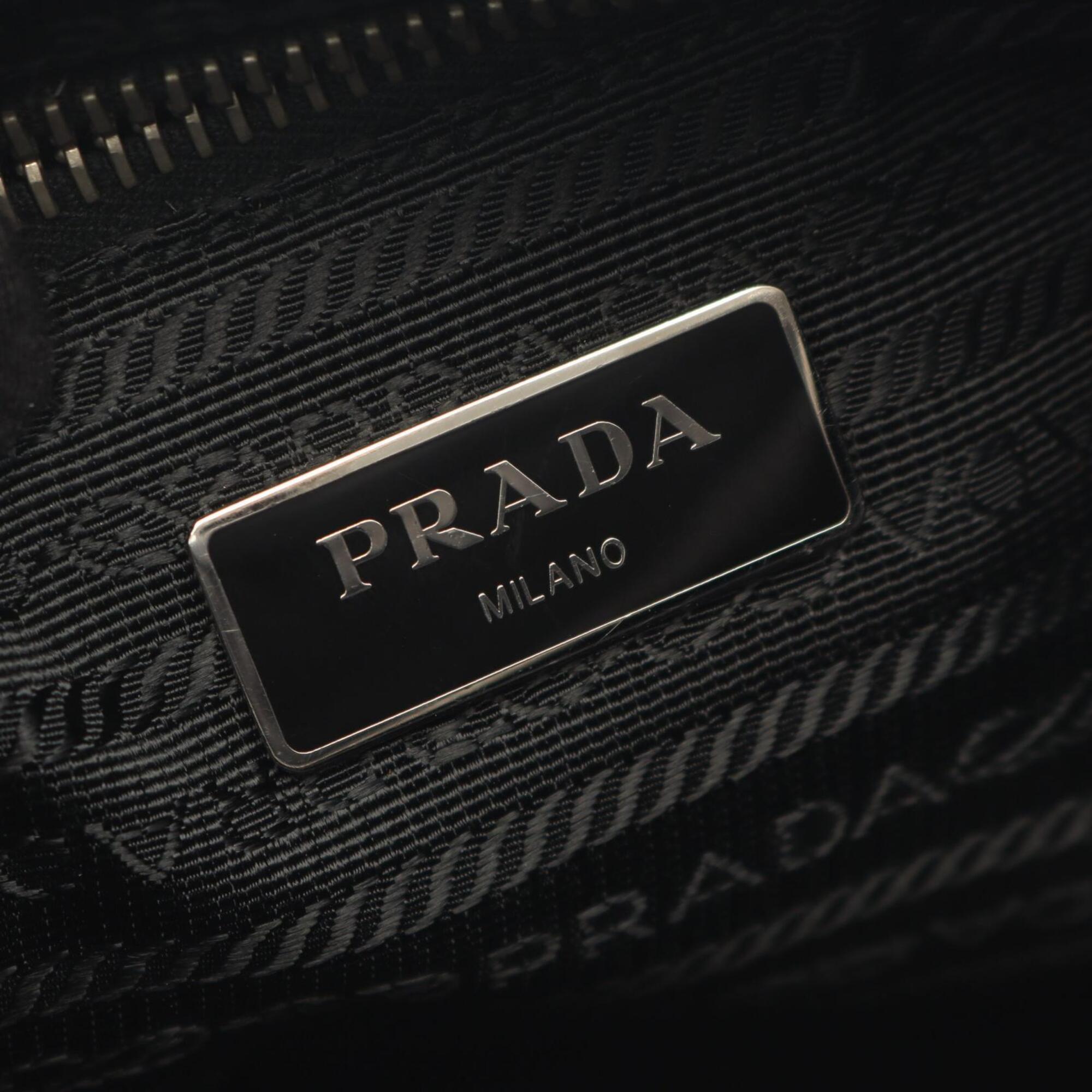 Prada Black Nylon Leather Handbag Shoulder Bag (Pre-Owned)