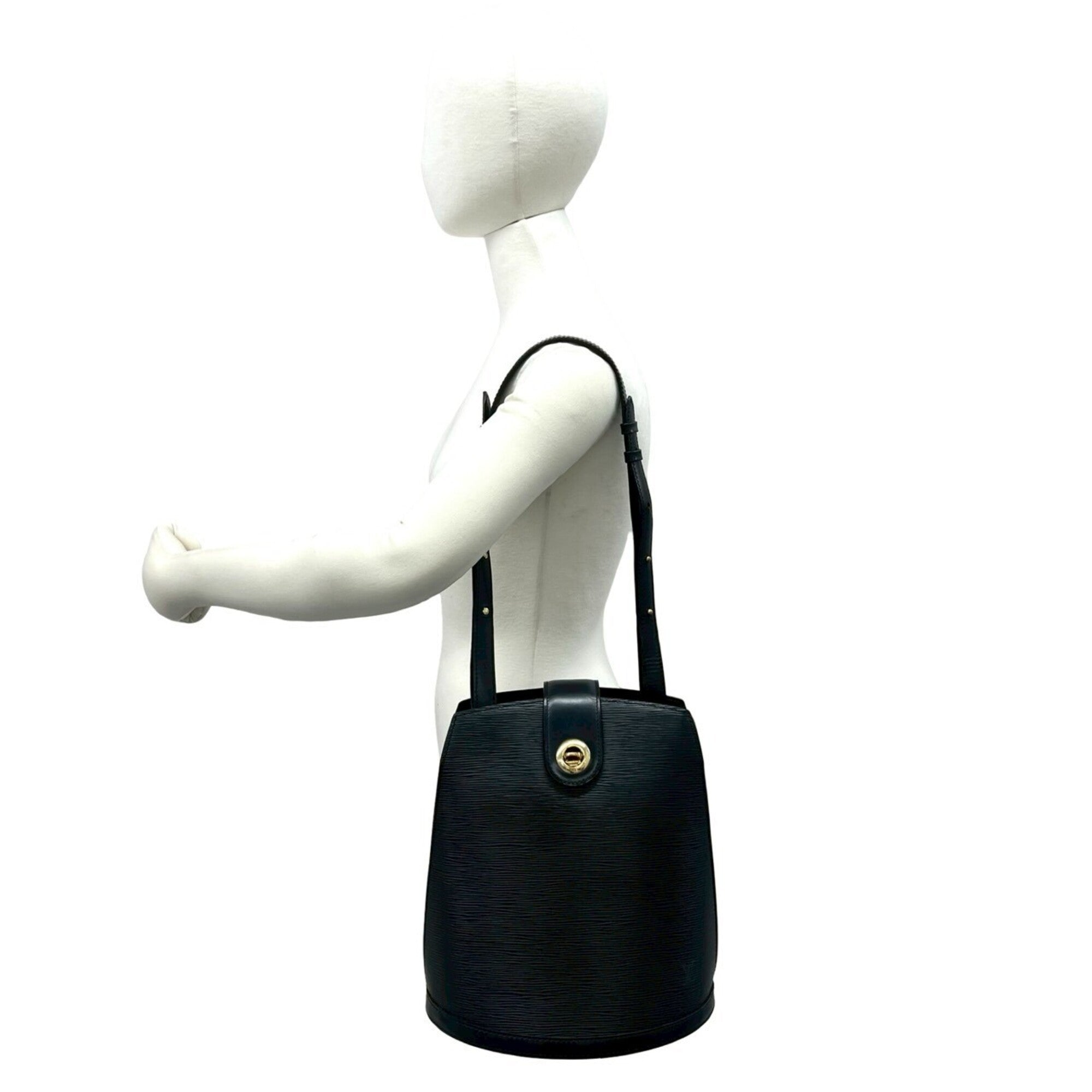 Louis Vuitton Black Leather Shoulder Bag Tote Bag (Pre-Owned)
