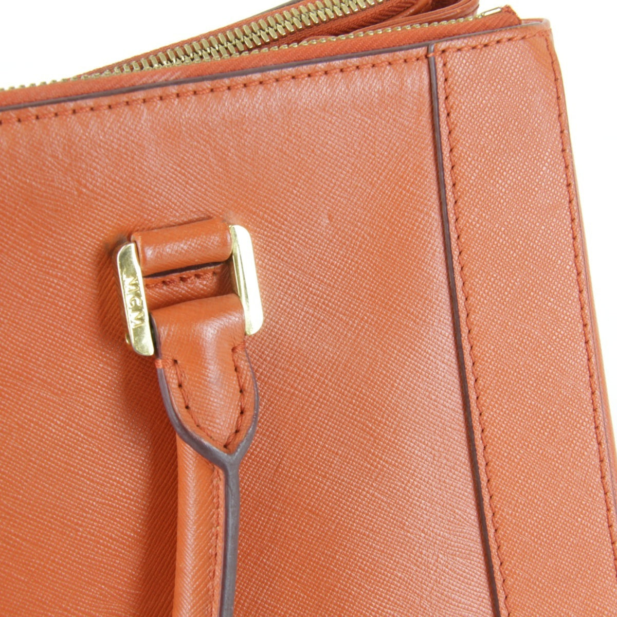 Mcm Orange Leather Shoulder Bag (Pre-Owned)