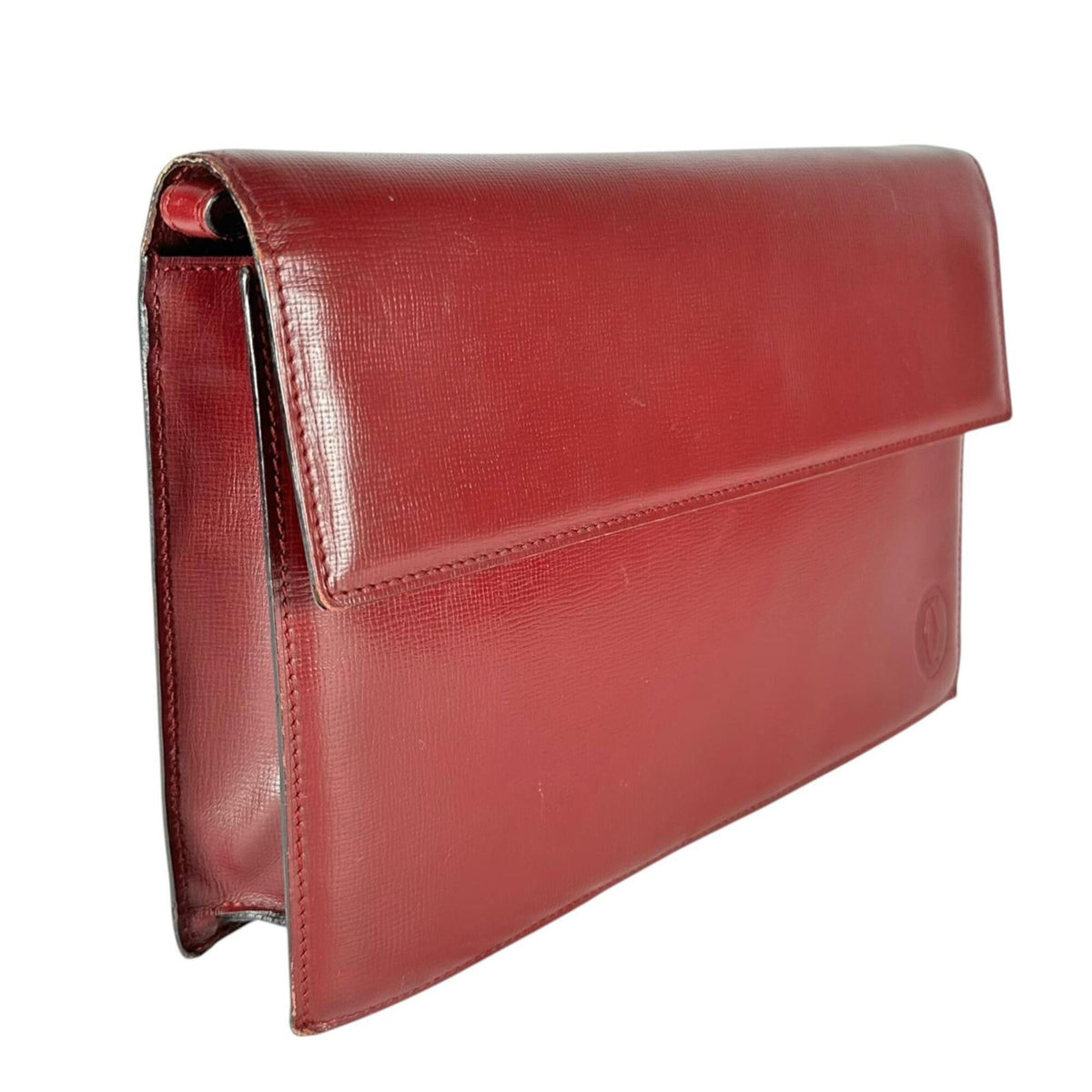 Cartier Bordeaux Leather Clutch Bag (Pre-Owned)