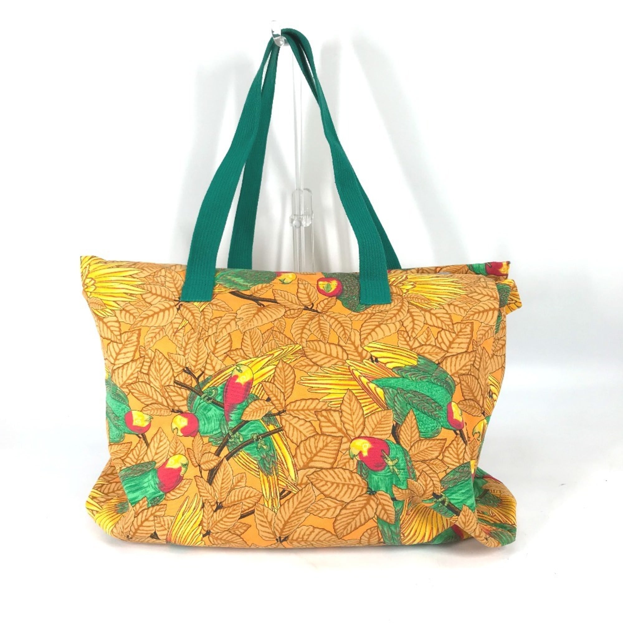 Hermes Green Orange Canvas Shoulder Bag Tote Bag (Pre-Owned)