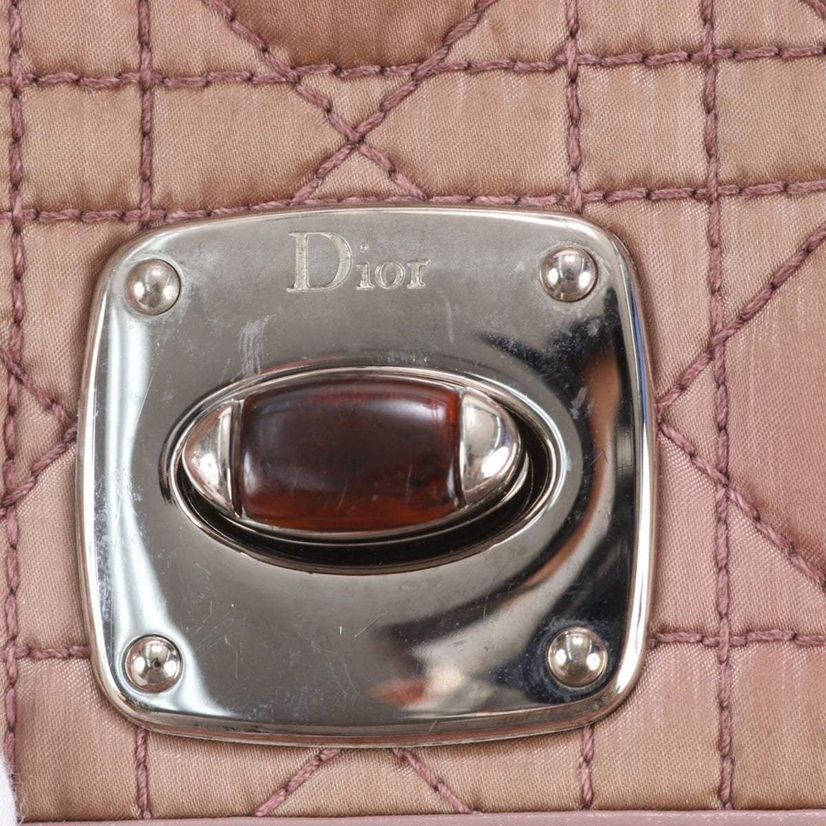 Christian Dior Pink Leather Nylon Handbag Tote Bag (Pre-Owned)