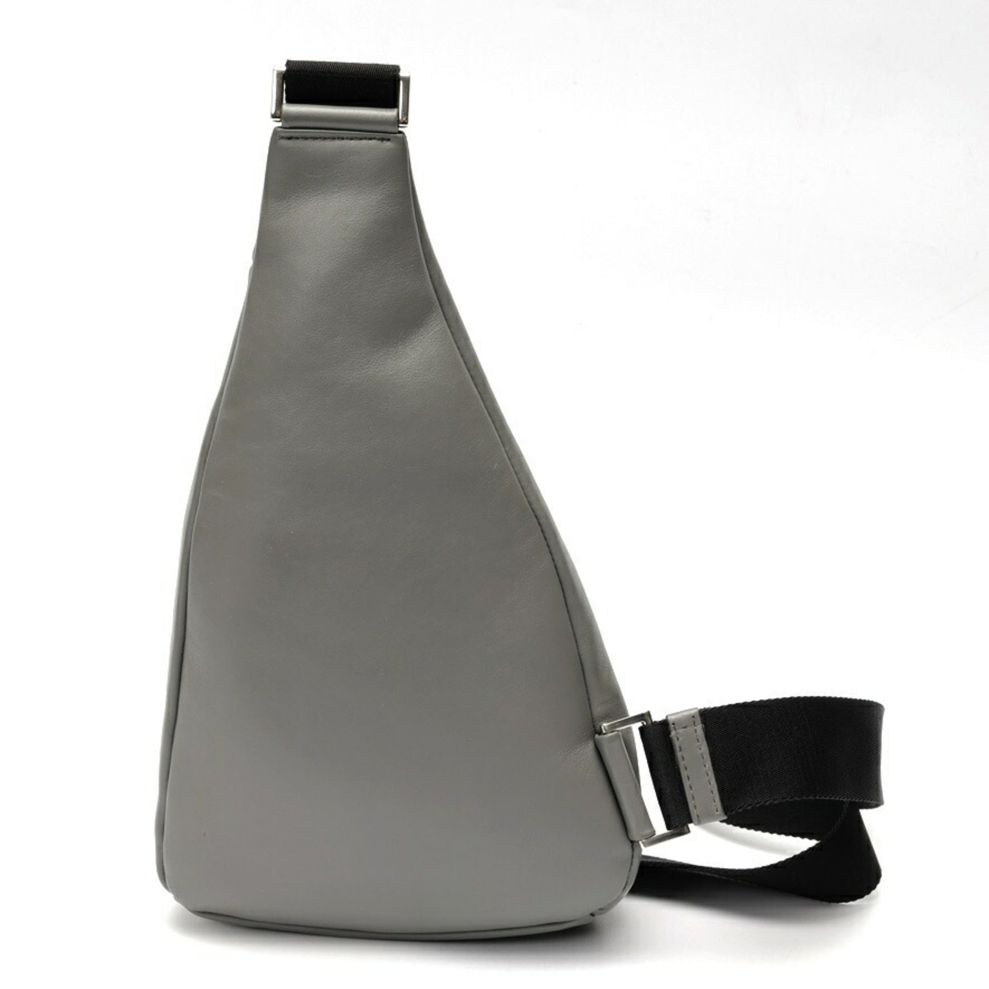 Prada Gray Leather Shoulder Bag Sling Bag (Pre-Owned)