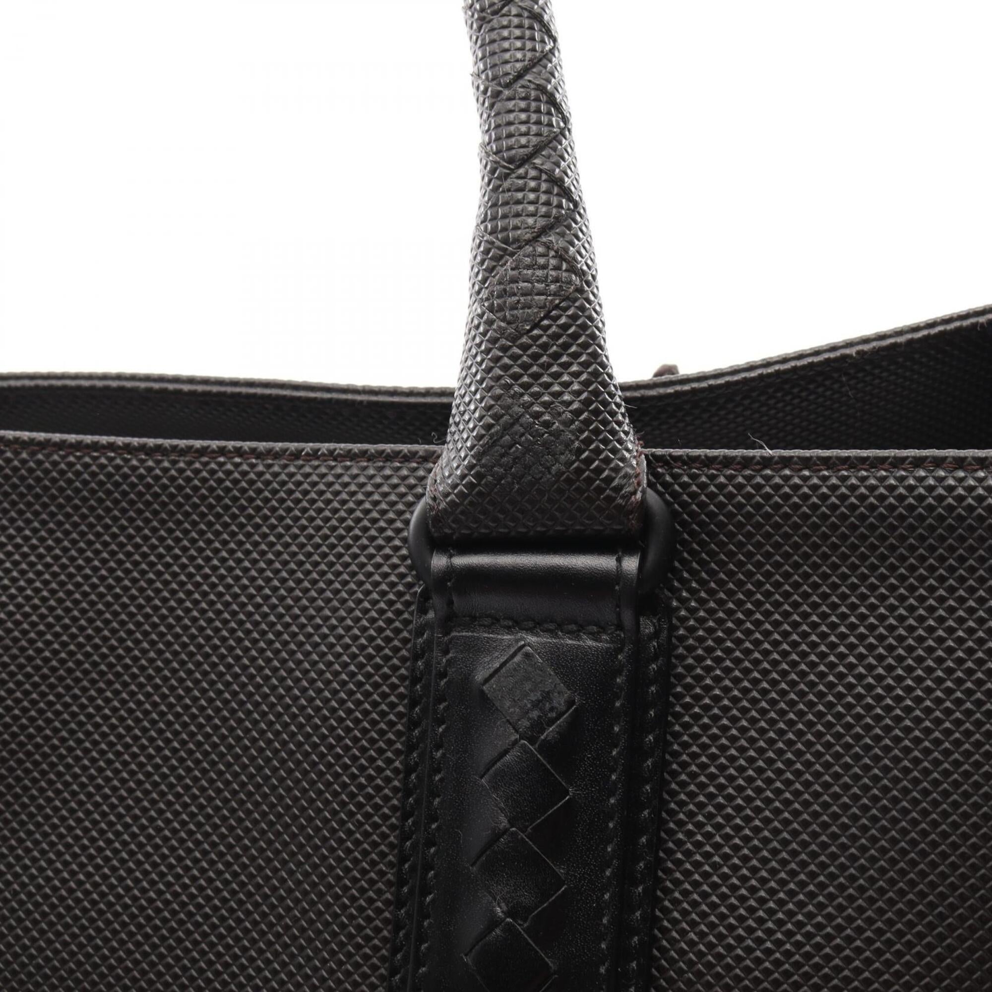 Bottega Veneta Black Brown Coated Canvas Leather Handbag Tote Bag (Pre-Owned)