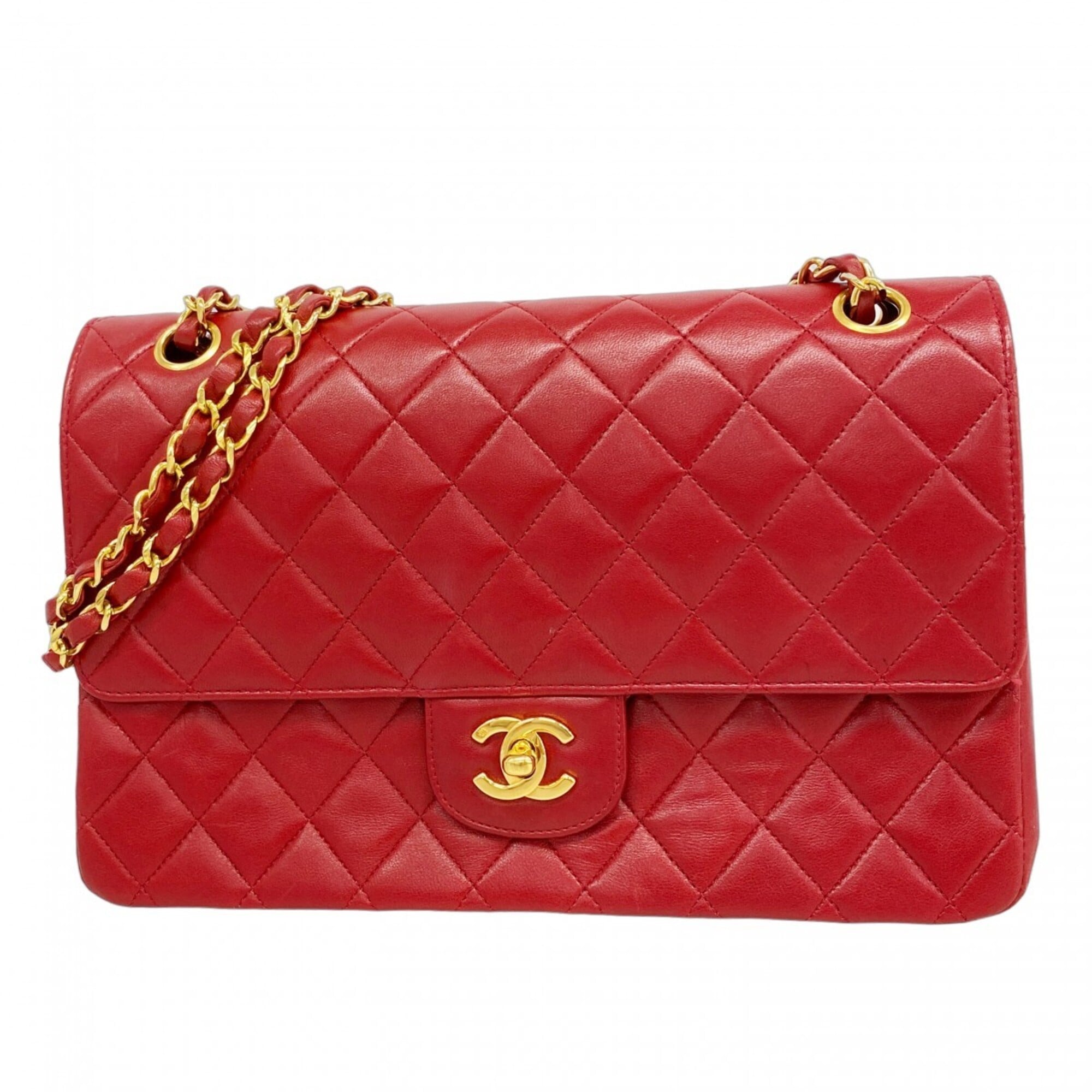 Chanel Red Color Leather Shoulder Bag (Pre-Owned)