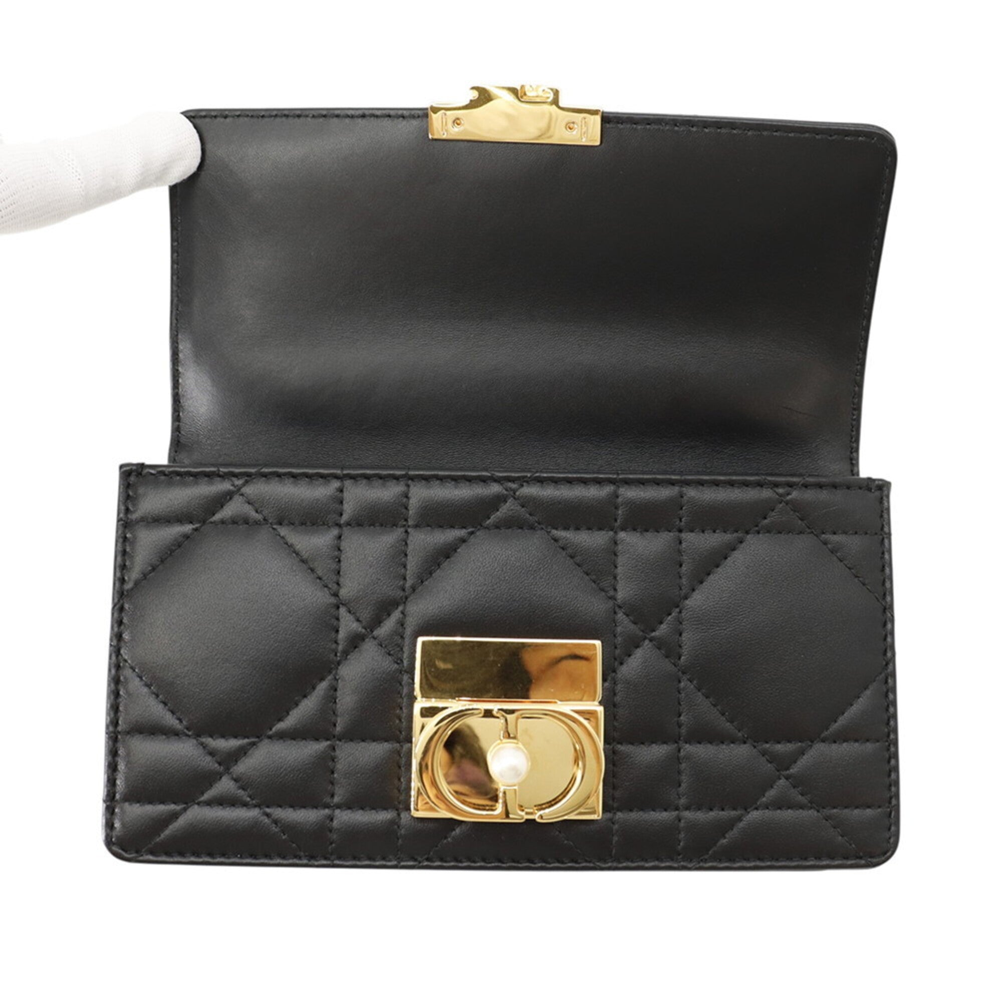 Christian Dior Black Leather Handbag Shoulder Bag (Pre-Owned)