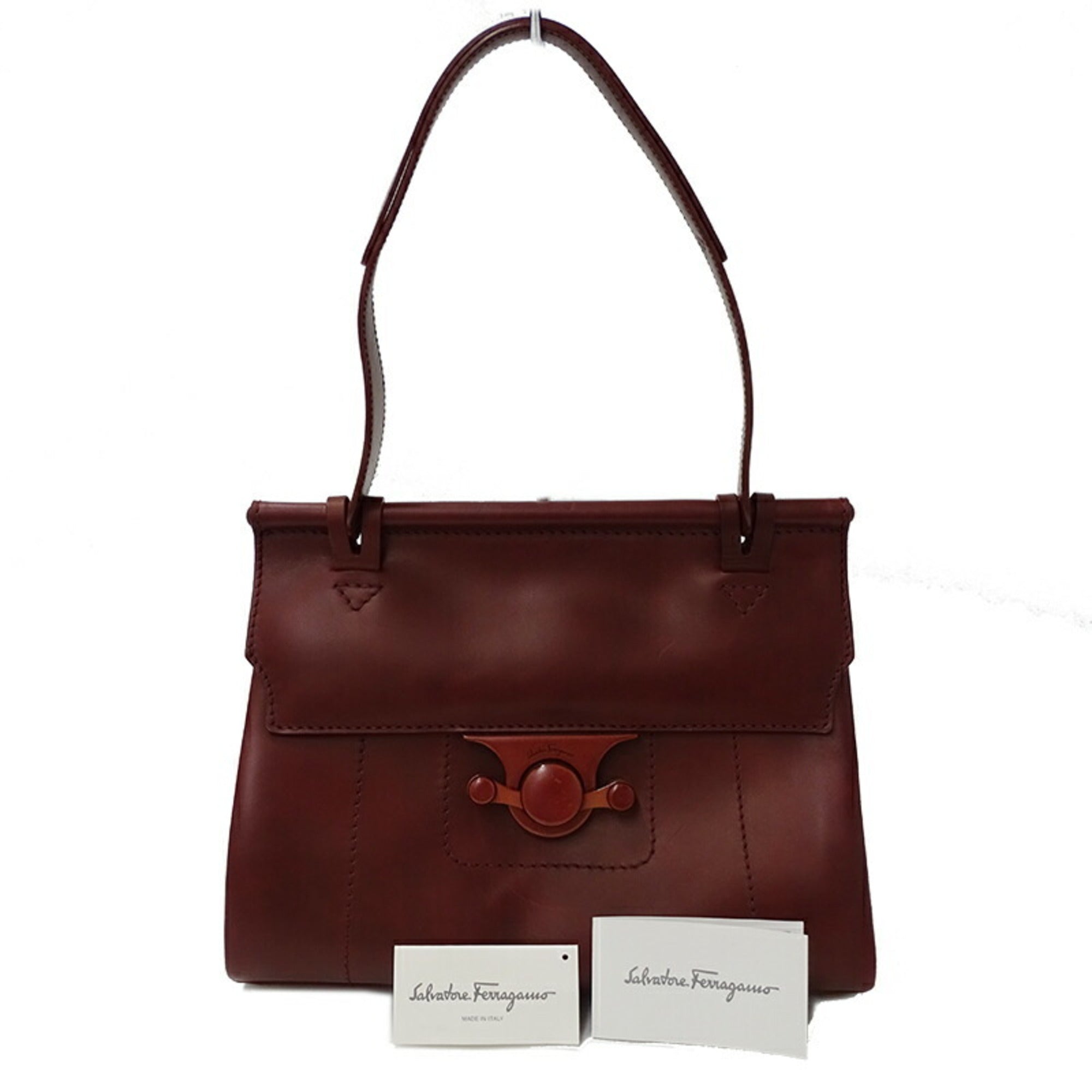 Salvatore Ferragamo Bordeaux Leather Shoulder Bag (Pre-Owned)