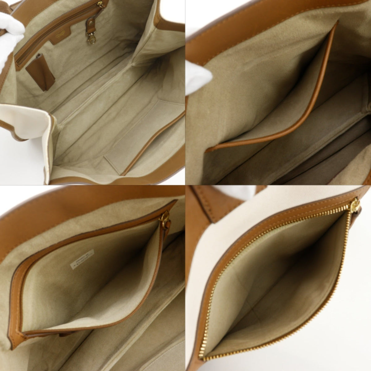 Anya Hindmarch Brown White Canvas Leather Tote Bag (Pre-Owned)