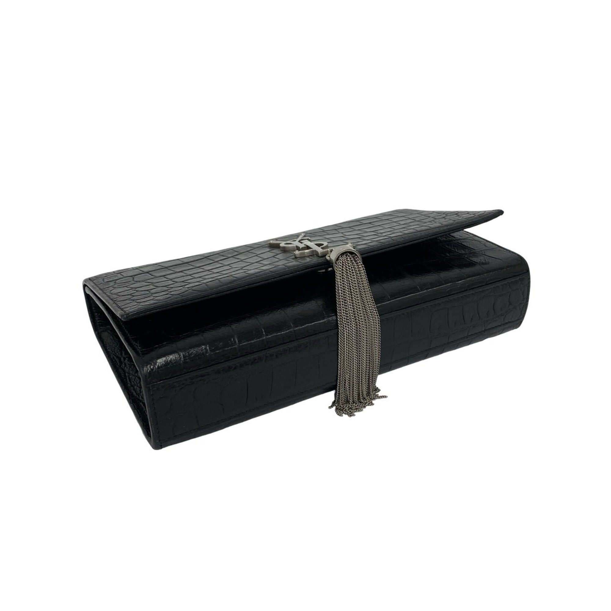 Yves Saint Laurent Black Leather Pochette Shoulder Bag (Pre-Owned)