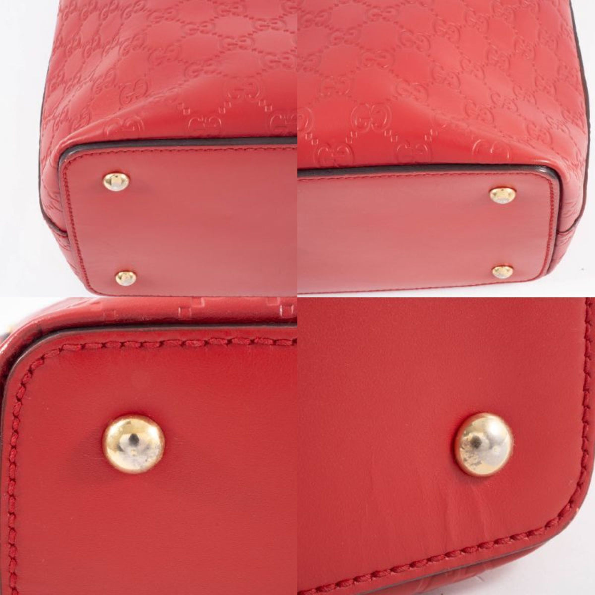 Gucci Red Color Leather Tote Bag (Pre-Owned)