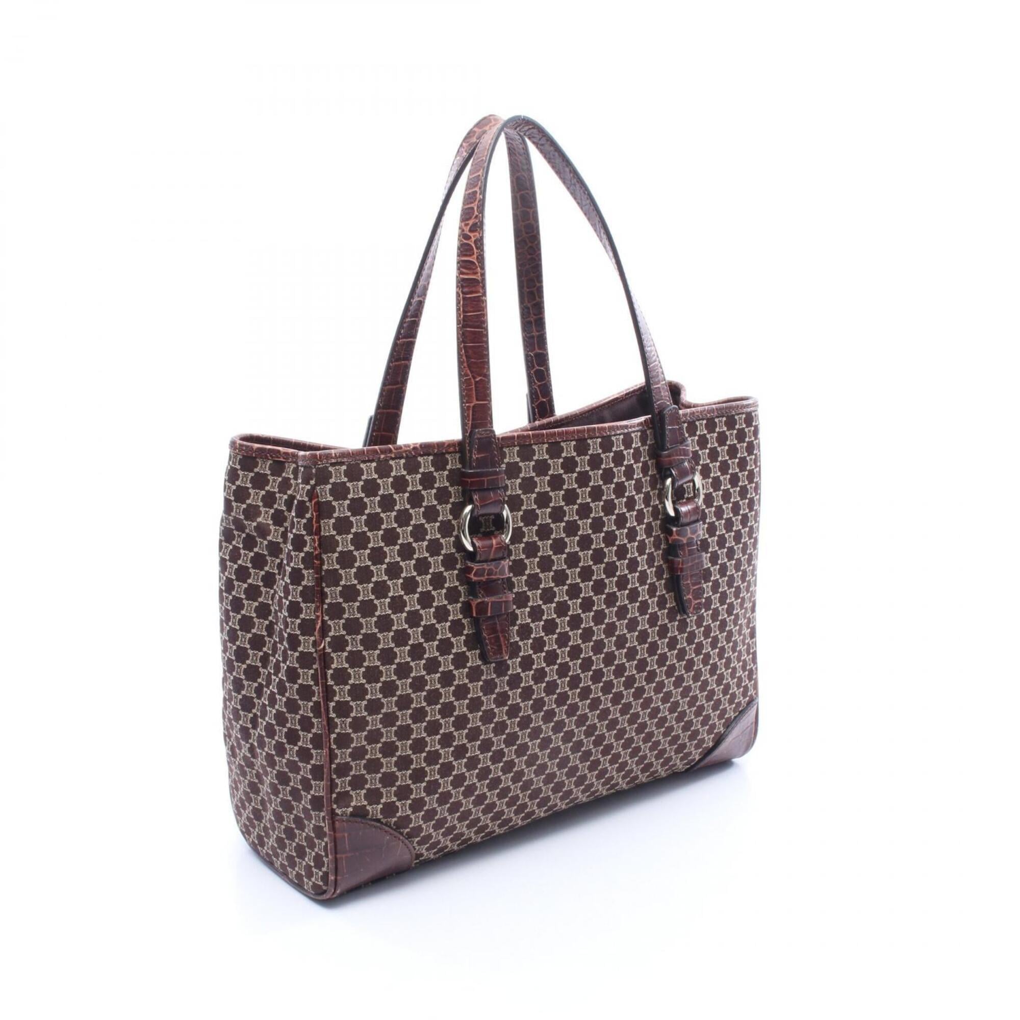 Celine Macadam Brown Canvas Leather Handbag Tote Bag (Pre-Owned)