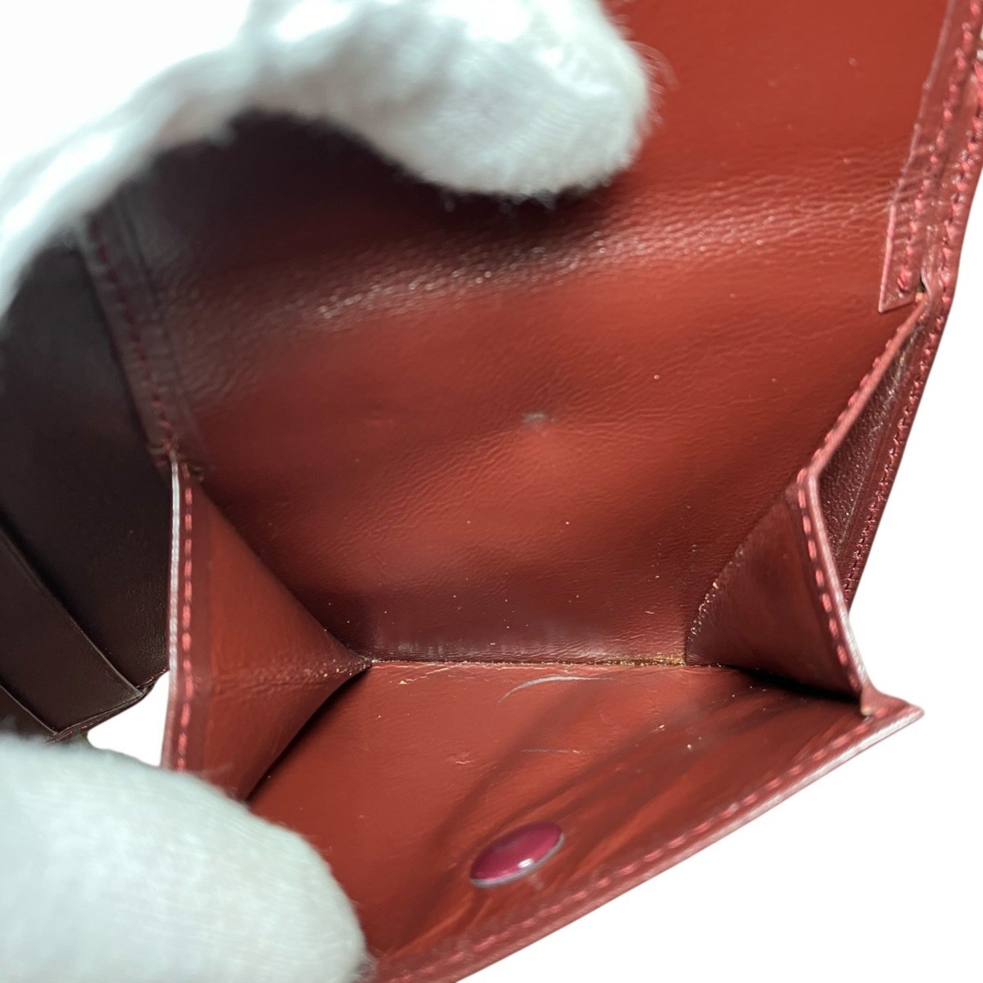 Cartier Wine Red Leather Wallet (Bi-Fold) (Pre-Owned)