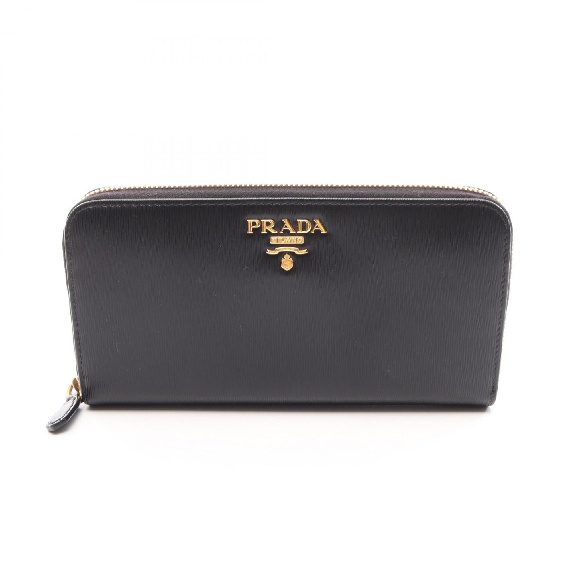 Prada Black Leather Long Wallet (Bi-Fold) (Pre-Owned)