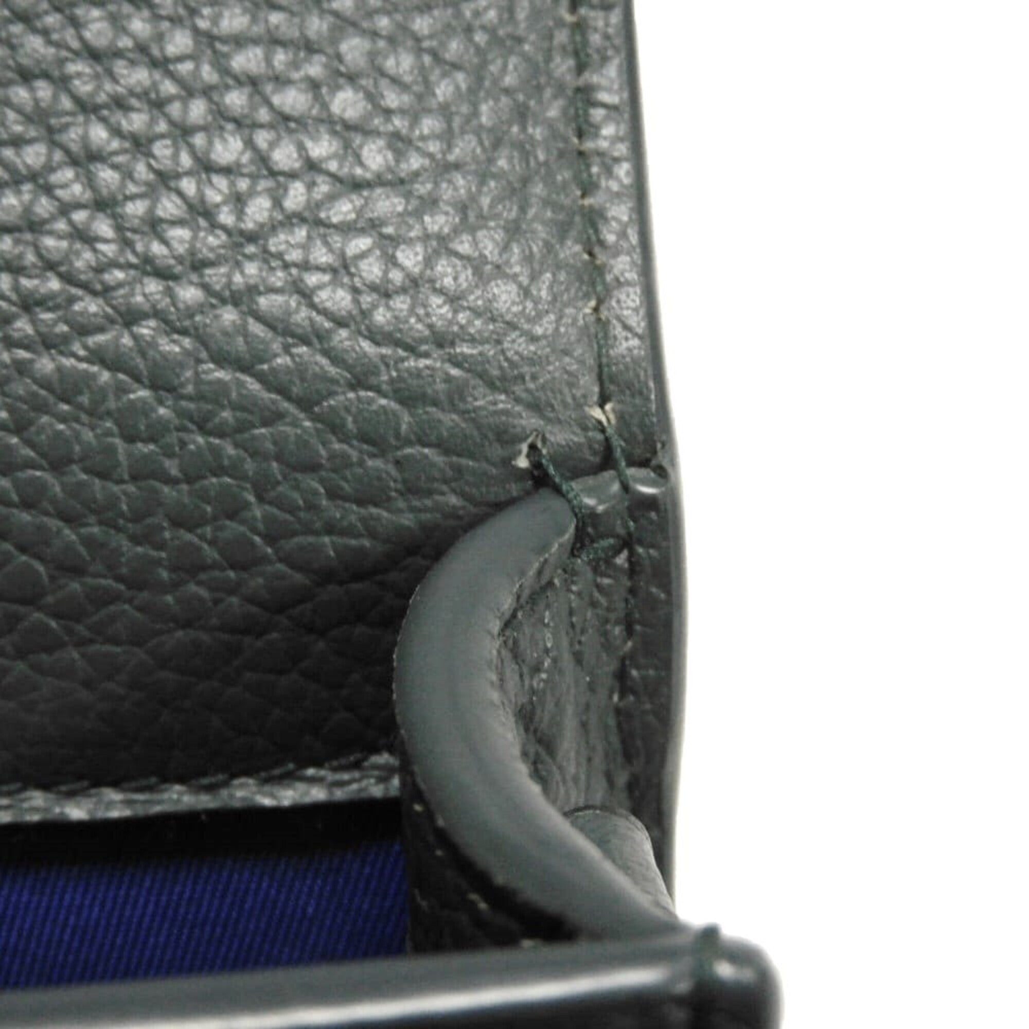 Bvlgari Dark Khaki Leather Pochette Shoulder Bag (Pre-Owned)