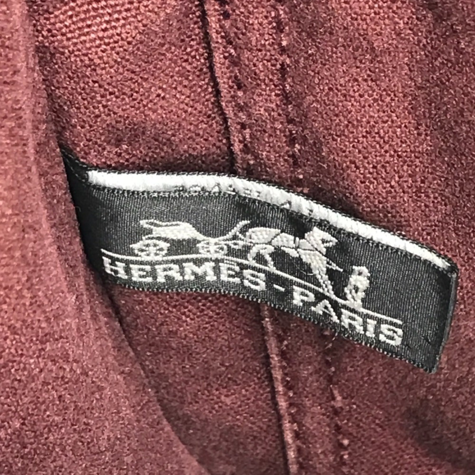Hermes Red Color Wine Canvas Leather Handbag Tote Bag (Pre-Owned)