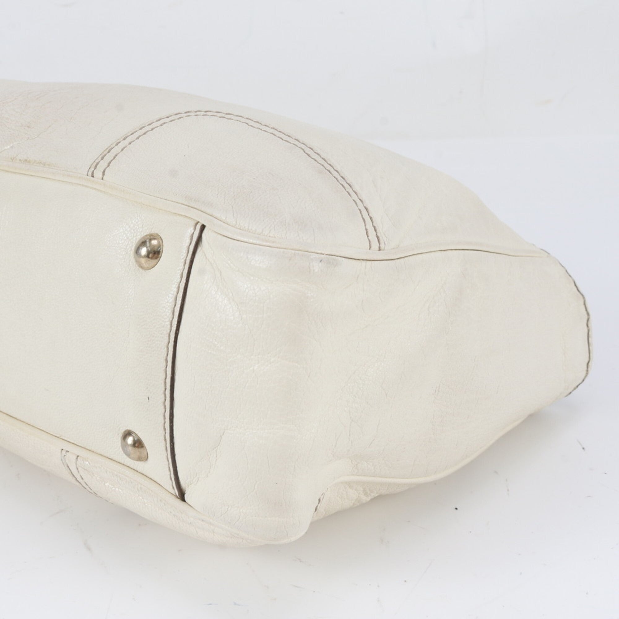 Gucci Ivory Leather Handbag Shoulder Bag Tote Bag (Pre-Owned)