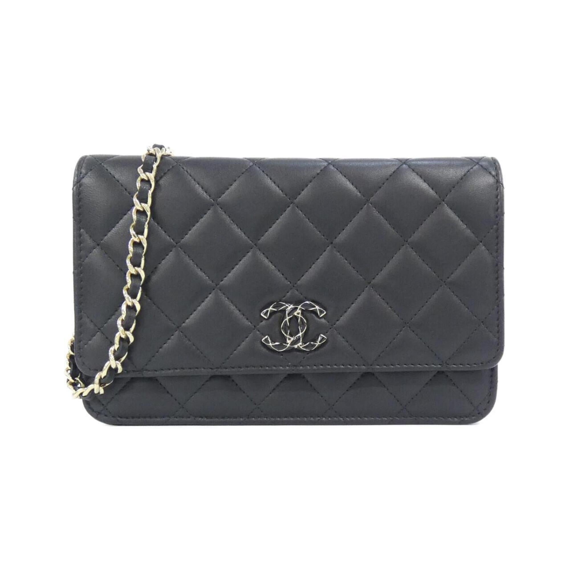 Chanel Black Leather Chain/Shoulder Wallet (Pre-Owned)