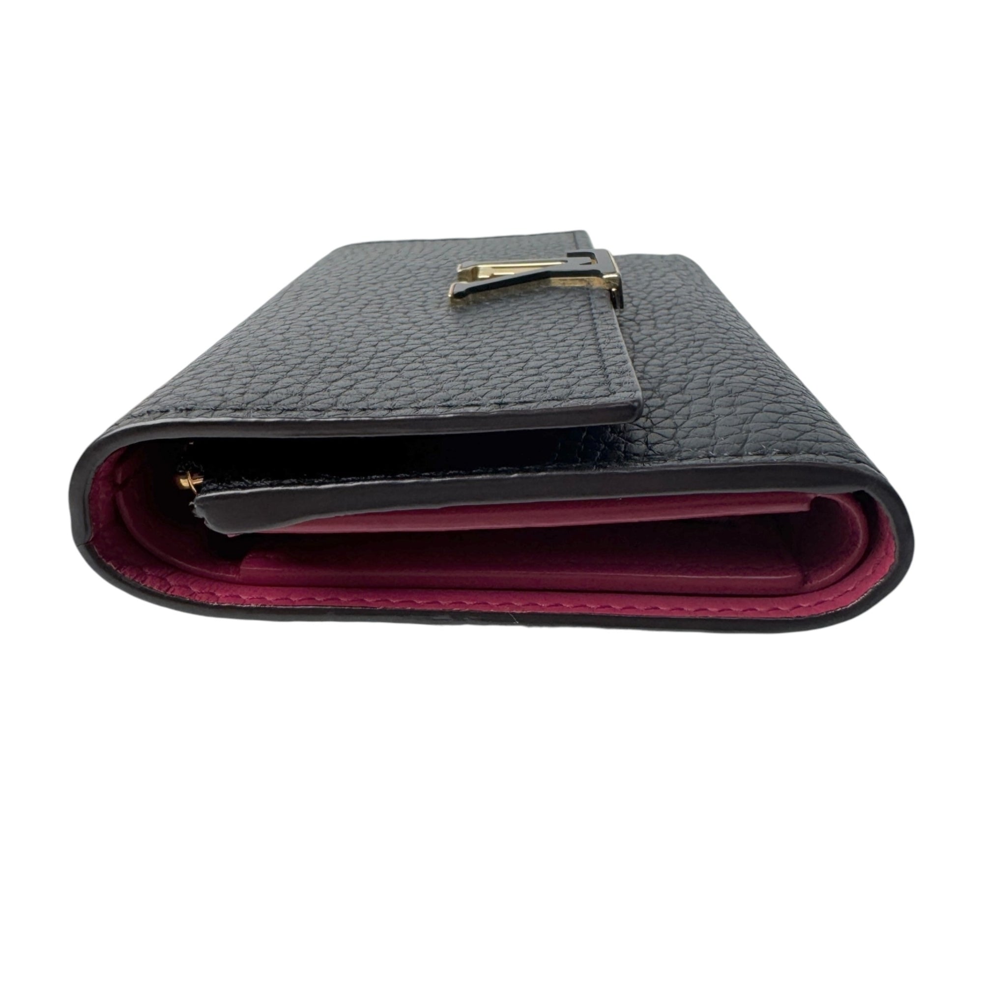 Louis Vuitton Black Hot Pink Leather Wallet (Tri-Fold) (Pre-Owned)
