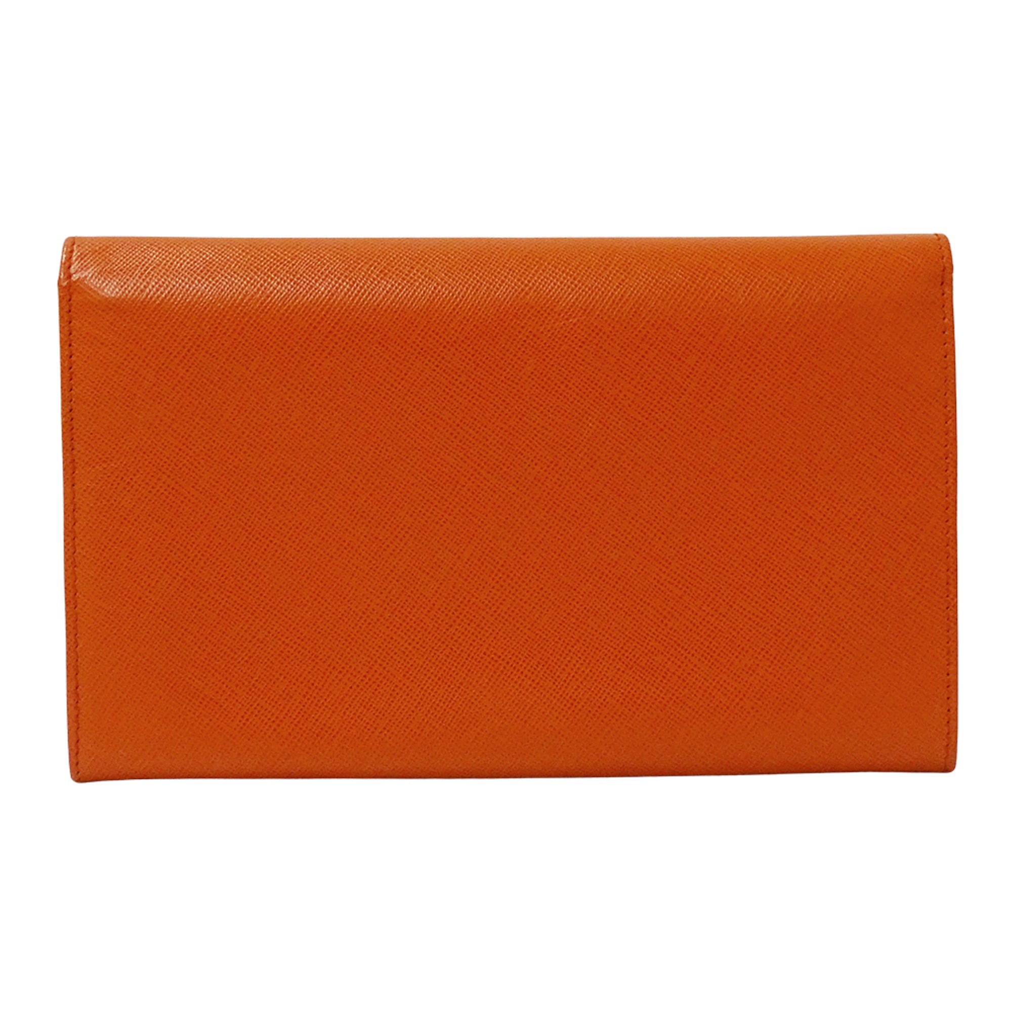 Prada Orange Leather Long Wallet (Bi-Fold) (Pre-Owned)