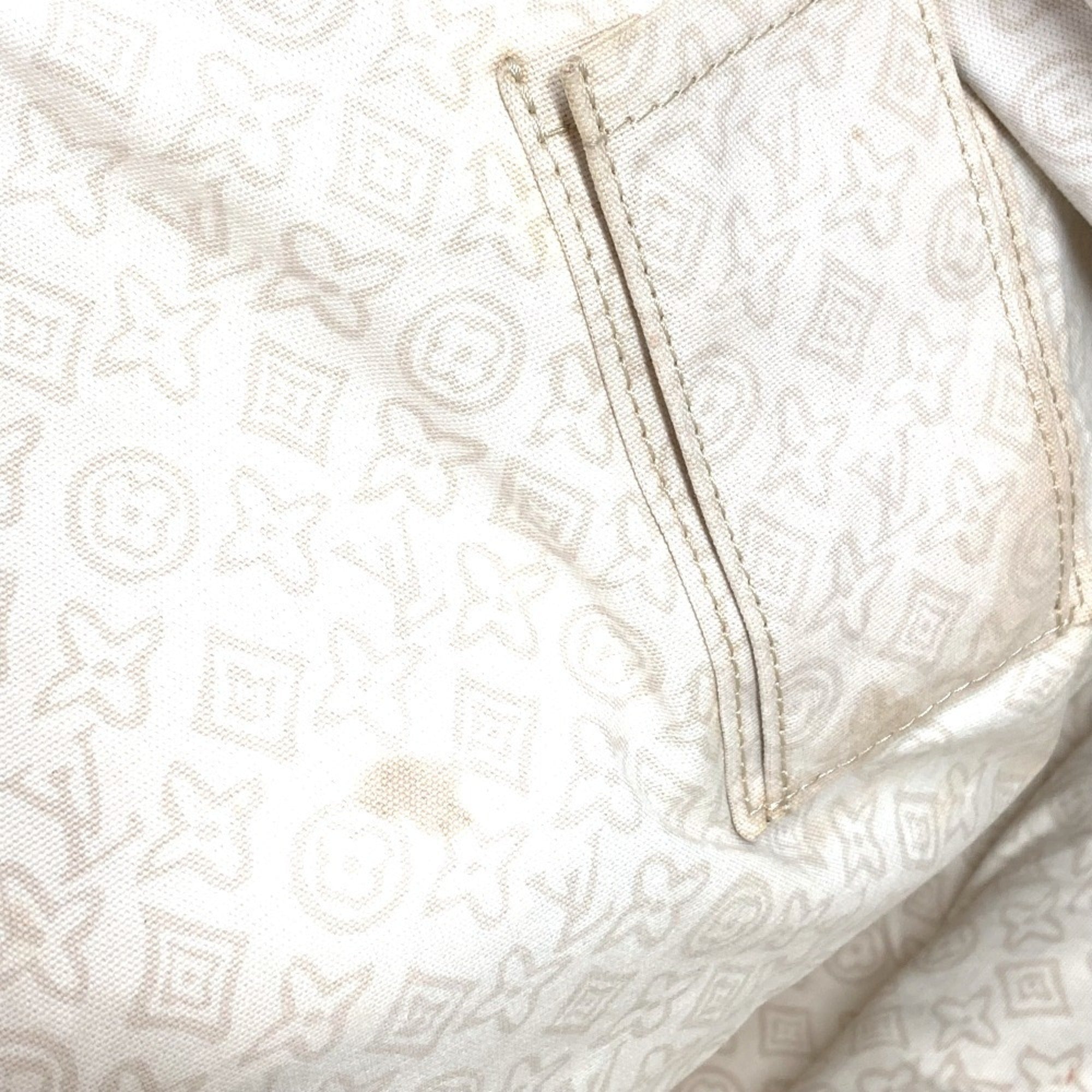 Louis Vuitton Beige Leather Canvas Shoulder Bag Tote Bag (Pre-Owned)