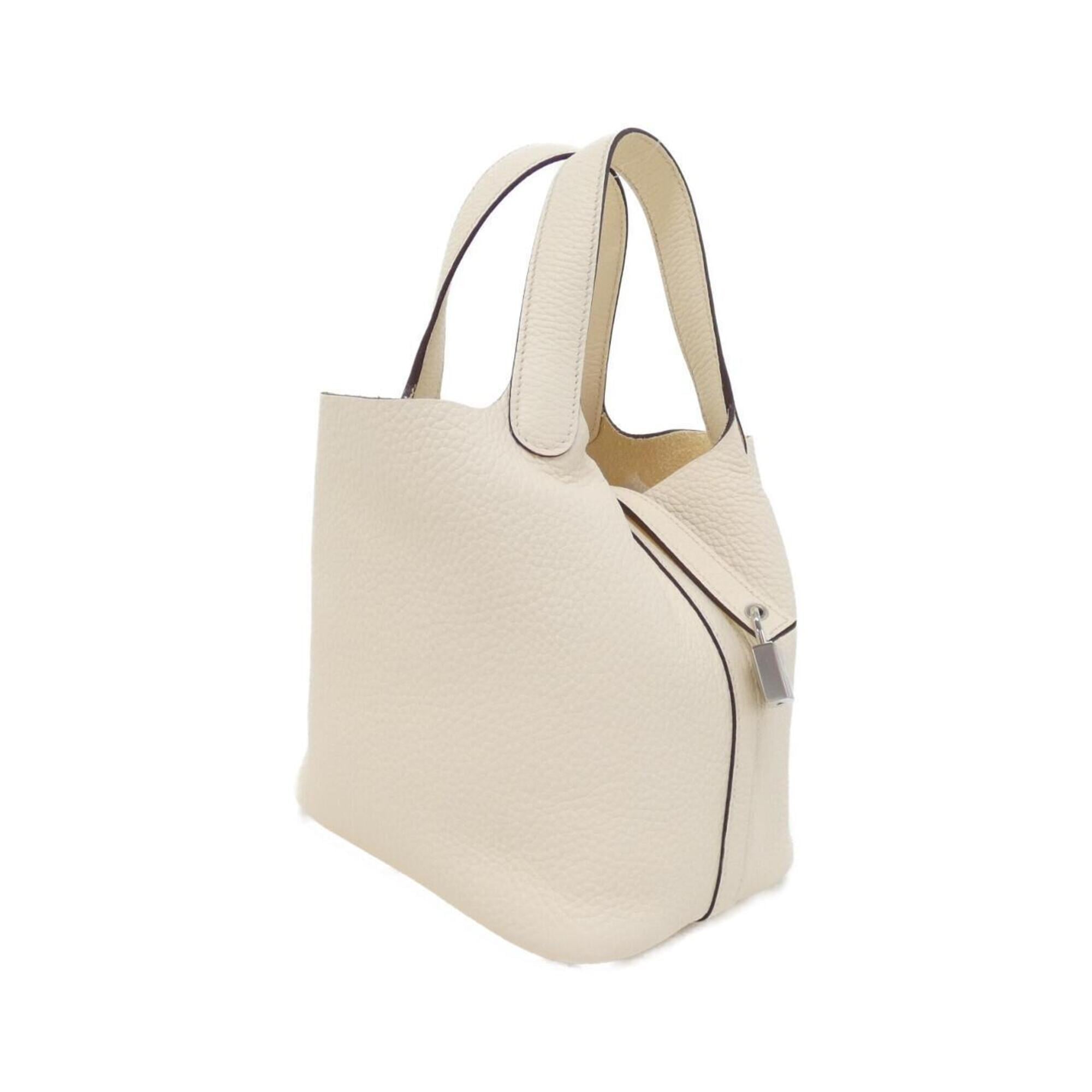 Hermes White Taurillon Clemence Leather Handbag (Pre-Owned)