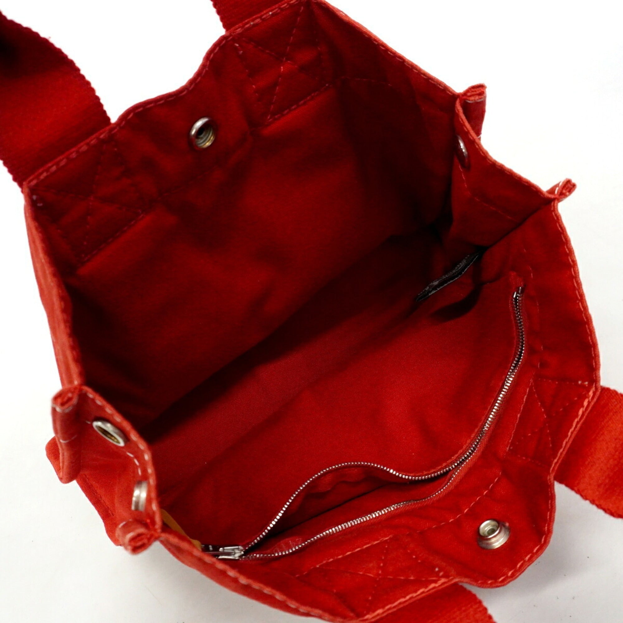 Hermes Red Color Canvas Tote Bag (Pre-Owned)