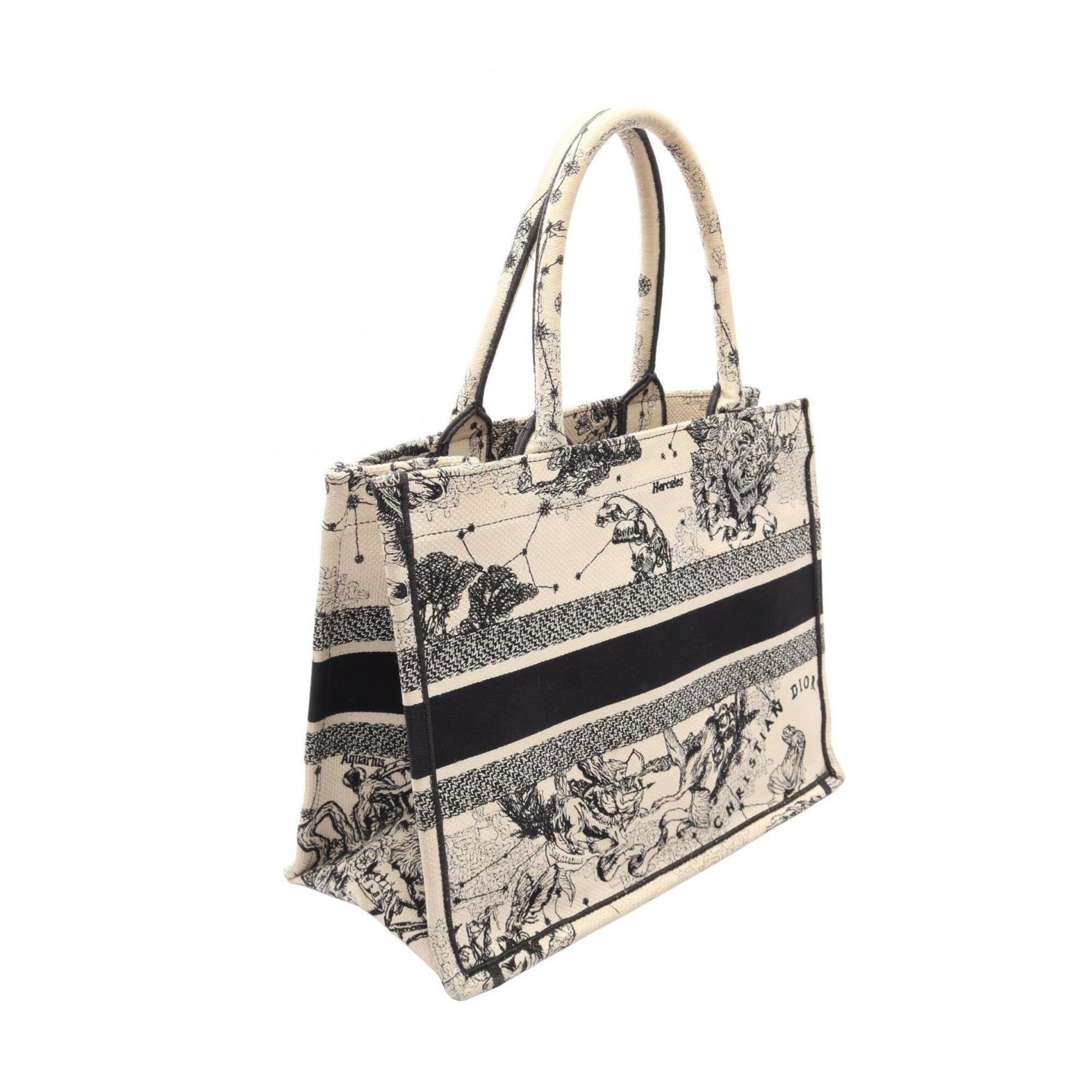 Christian Dior Black Ivory Canvas Handbag Tote Bag (Pre-Owned)