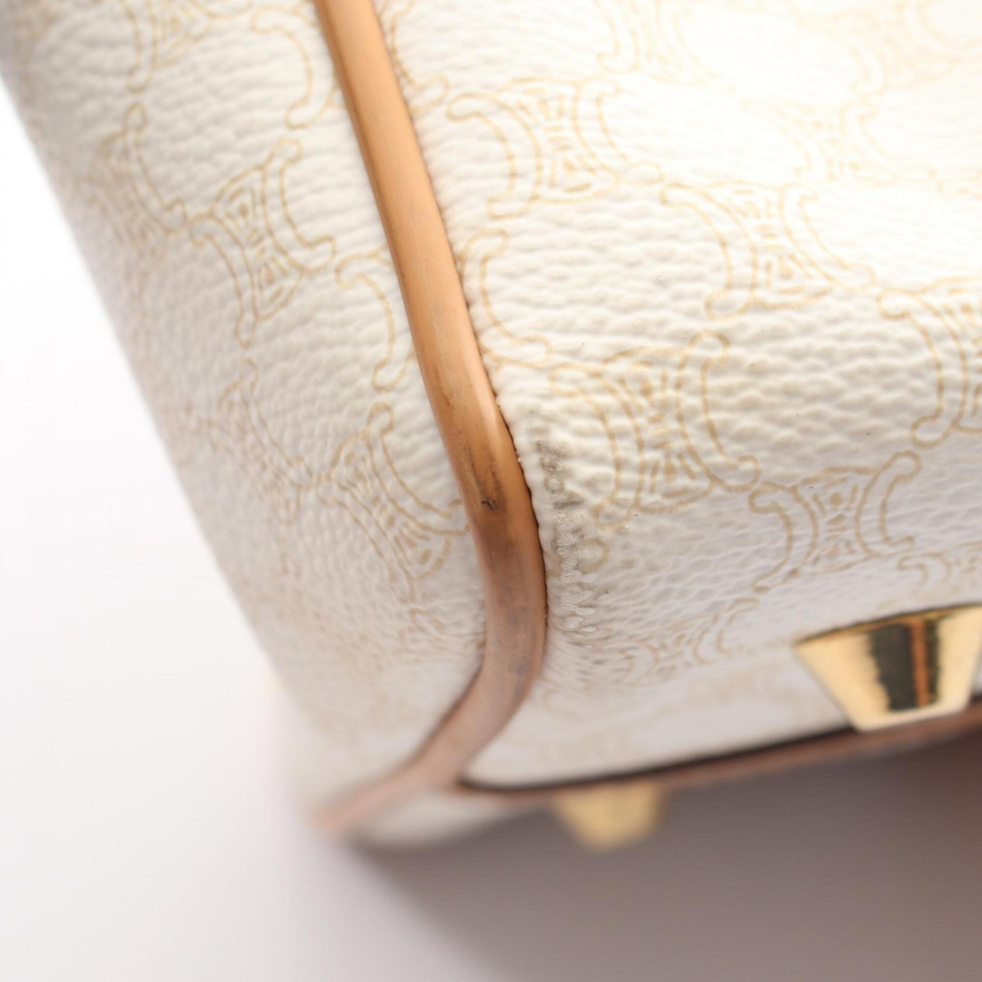 Celine Beige White Coated Canvas Leather Handbag (Pre-Owned)