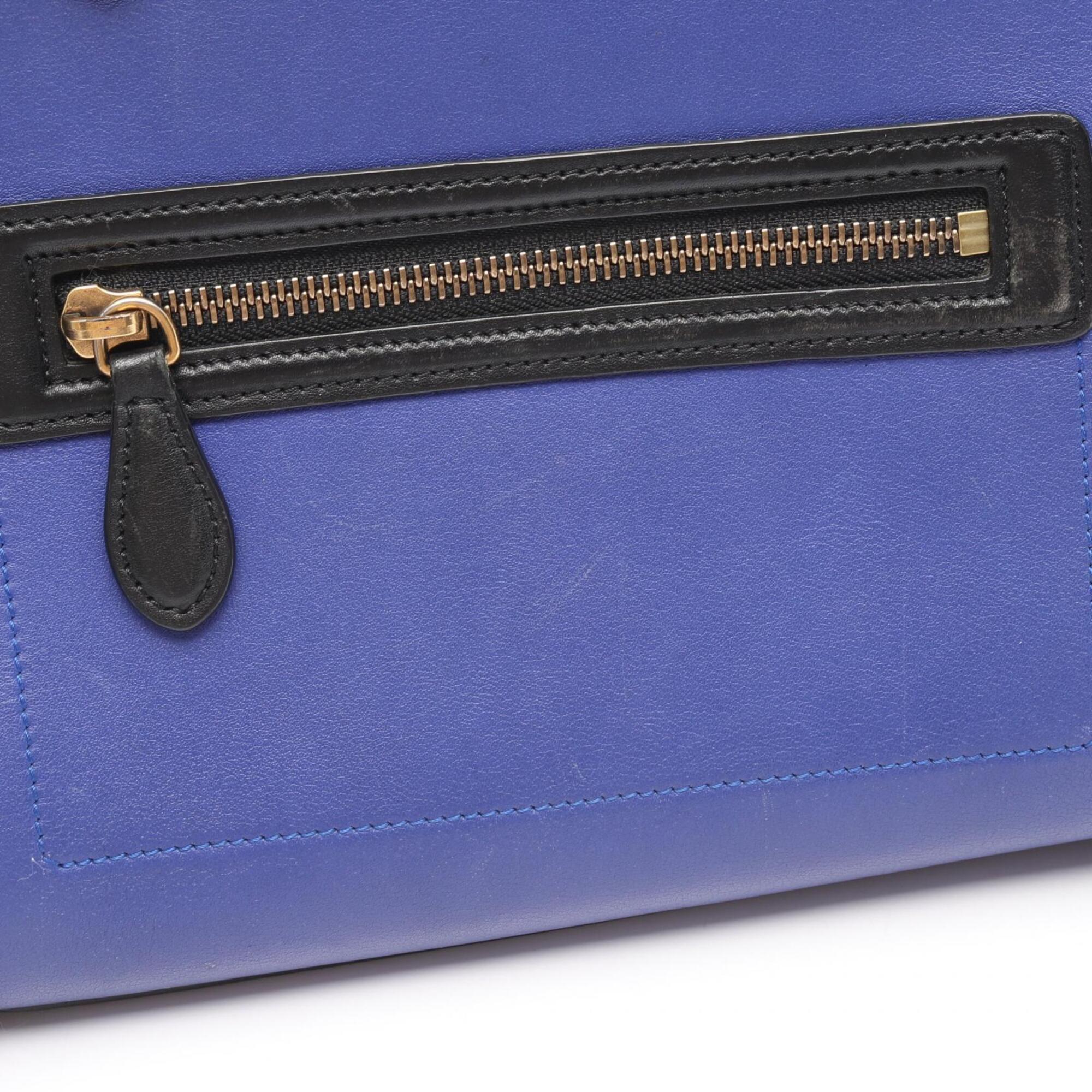 Celine Black Blue Gray Leather Handbag (Pre-Owned)