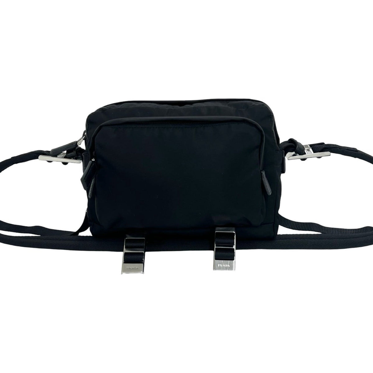 Prada Black Nylon Leather Pochette Shoulder Bag (Pre-Owned)