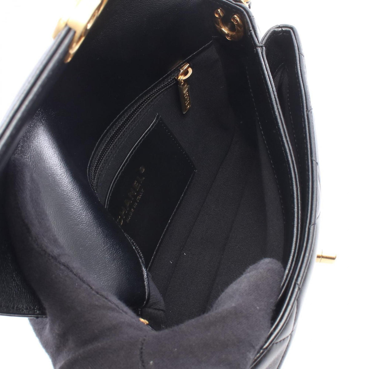 Chanel Black Leather Handbag Shoulder Bag (Pre-Owned)