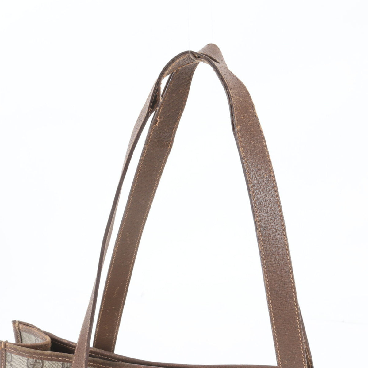 Gucci Beige Leather Coated Canvas Shoulder Bag Tote Bag (Pre-Owned)
